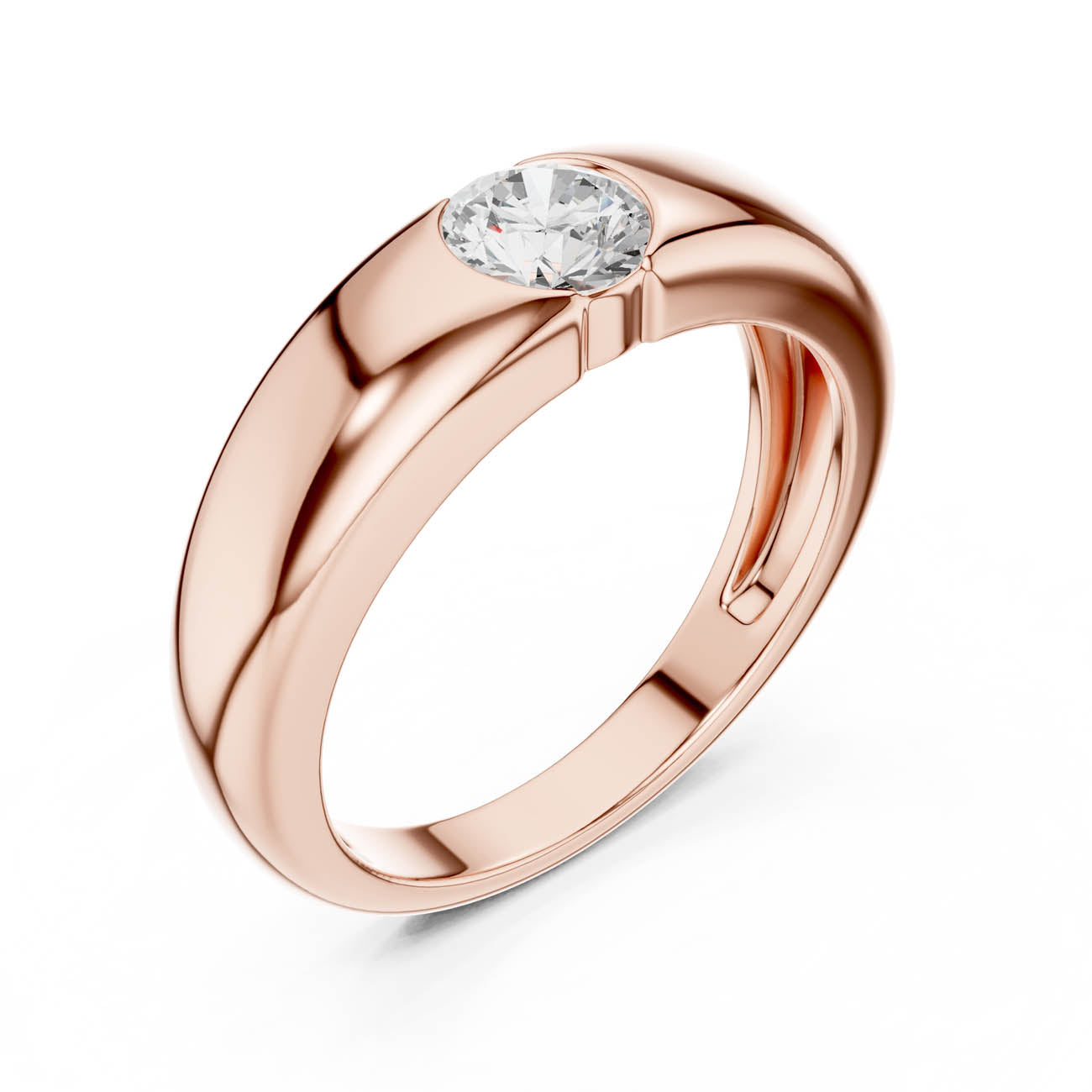 .01 Ct. Round Diamond Bezel Solitaire with Sculpted Comfort Band (SBMR(15)) 8