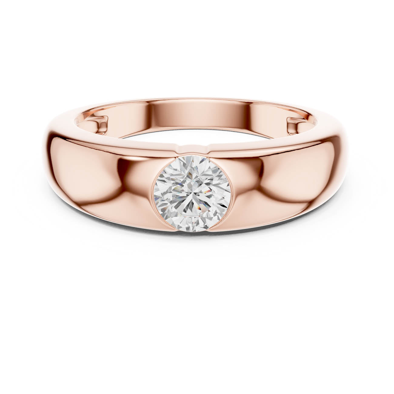 .01 Ct. Round Diamond Bezel Solitaire with Sculpted Comfort Band (SBMR(15)) 7