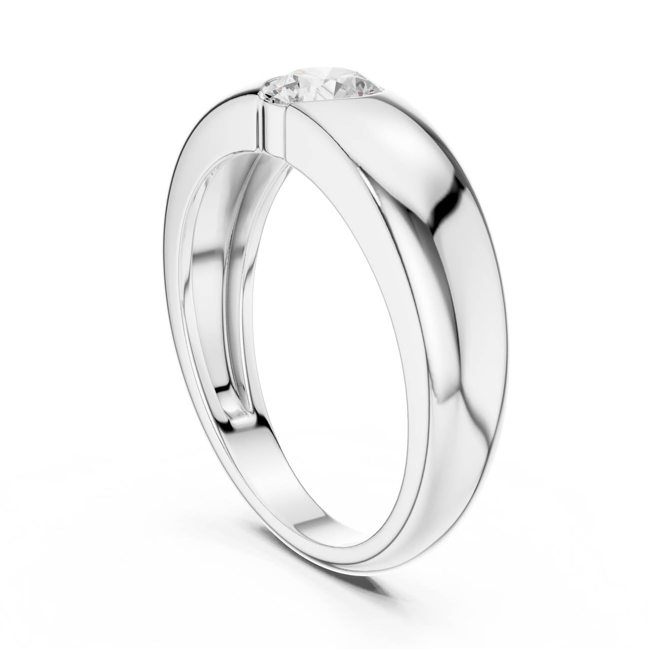 .01 Ct. Round Diamond Bezel Solitaire with Sculpted Comfort Band (SBMR(15)) 10