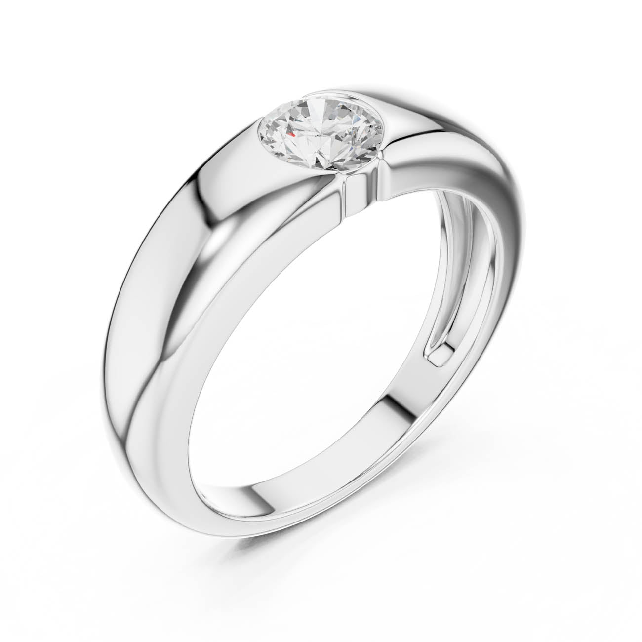 .01 Ct. Round Diamond Bezel Solitaire with Sculpted Comfort Band (SBMR(15)) 6