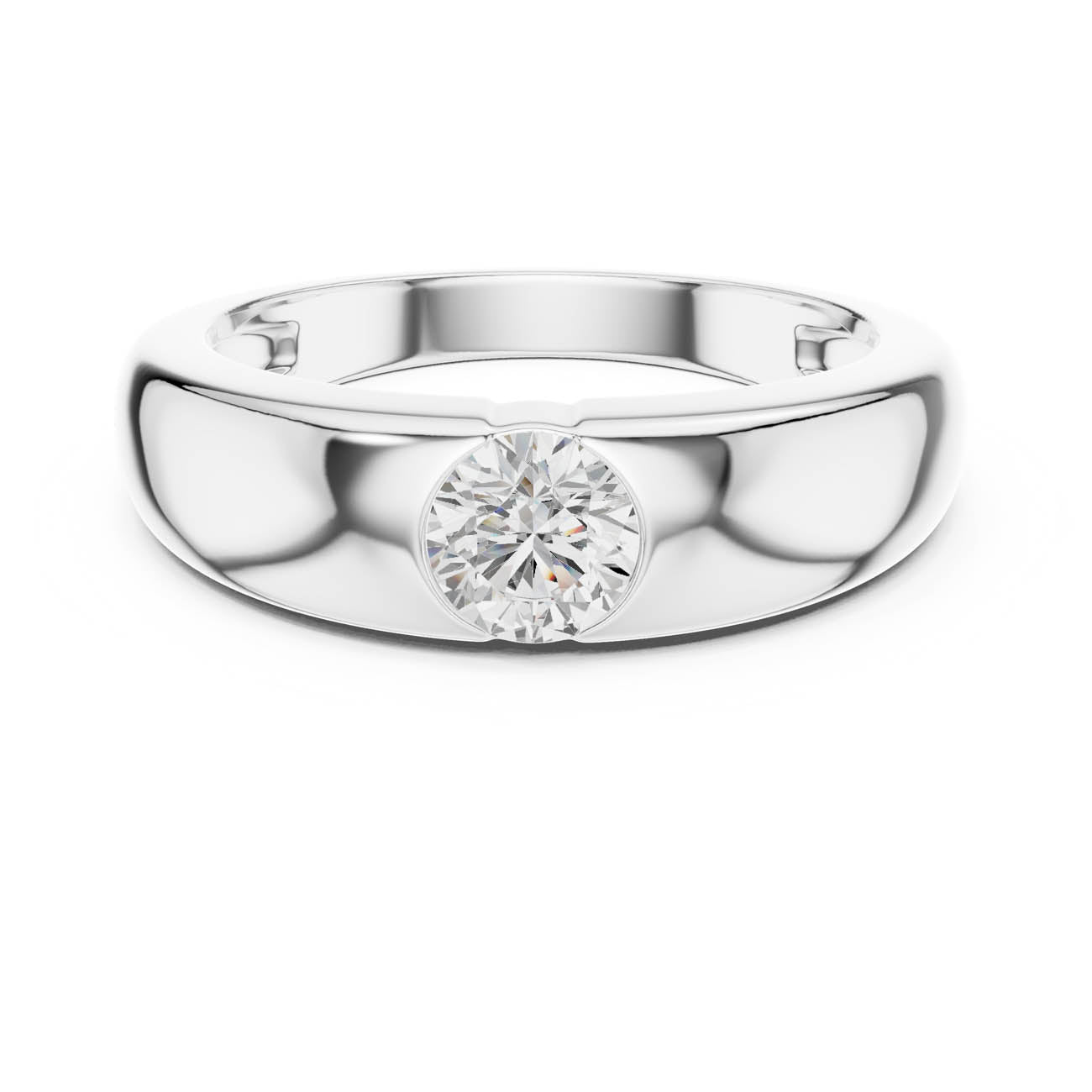 .01 Ct. Round Diamond Bezel Solitaire with Sculpted Comfort Band (SBMR(15))