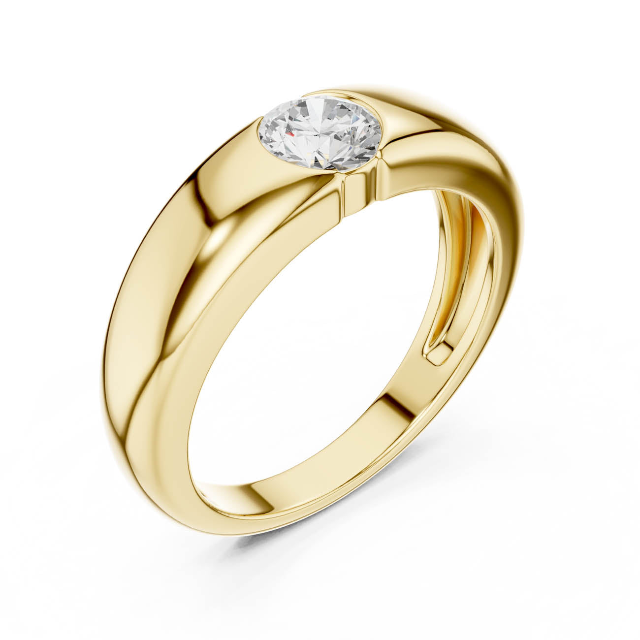 .01 Ct. Round Diamond Bezel Solitaire with Sculpted Comfort Band (SBMR(15))