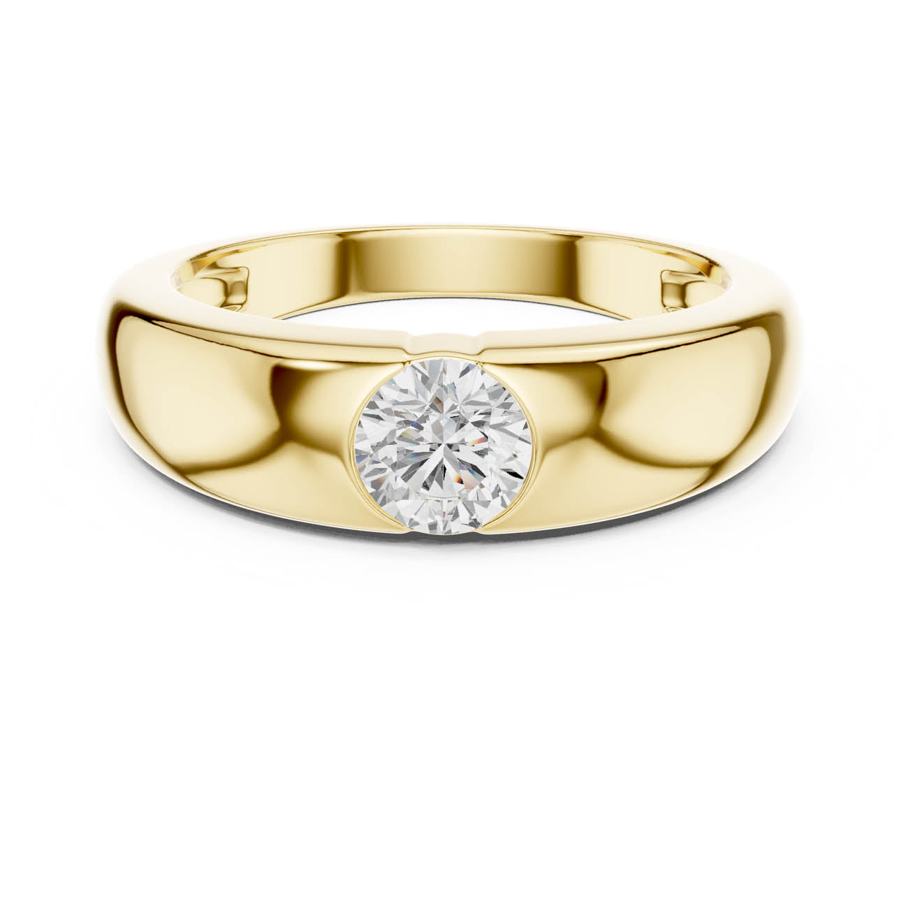.01 Ct. Round Diamond Bezel Solitaire with Sculpted Comfort Band (SBMR(15)) 5