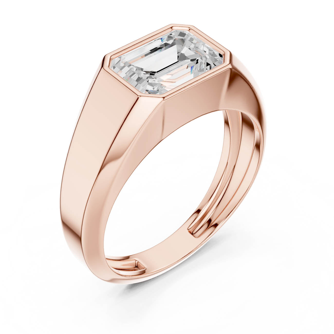1.80 Ct. Emerald Cut Diamond Bezel ring with Contemporary Flat Band (SBMR(28)) 6
