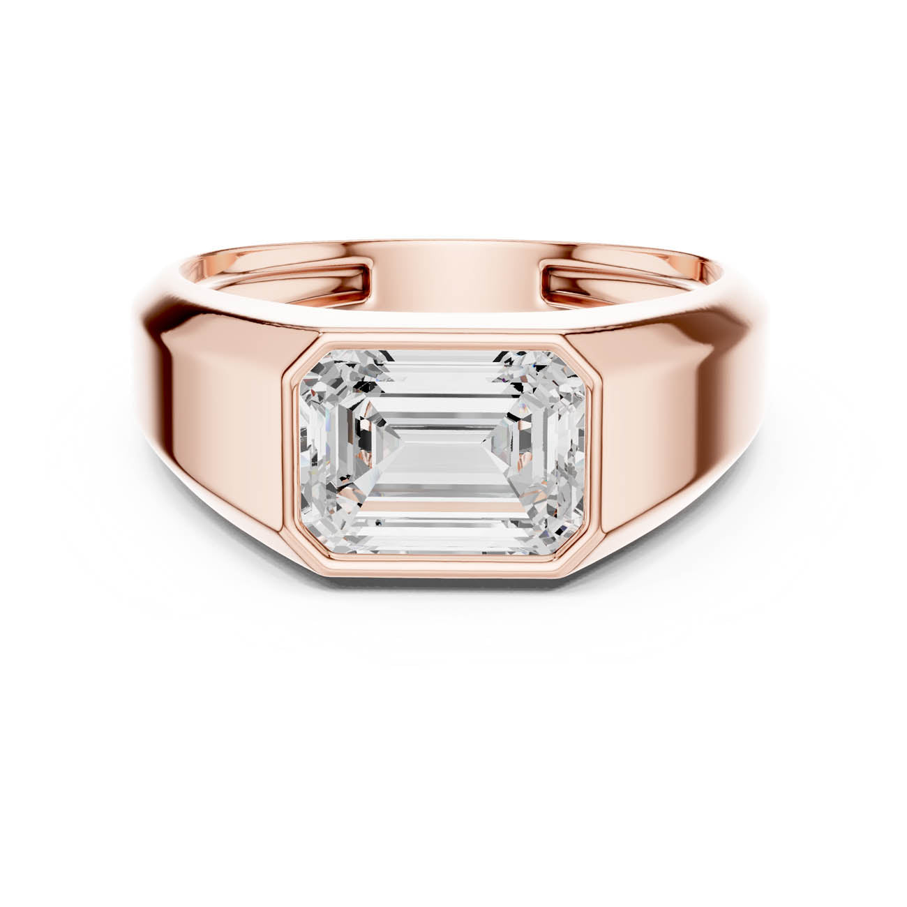 1.80 Ct. Emerald Cut Diamond Bezel ring with Contemporary Flat Band (SBMR(28)) 5