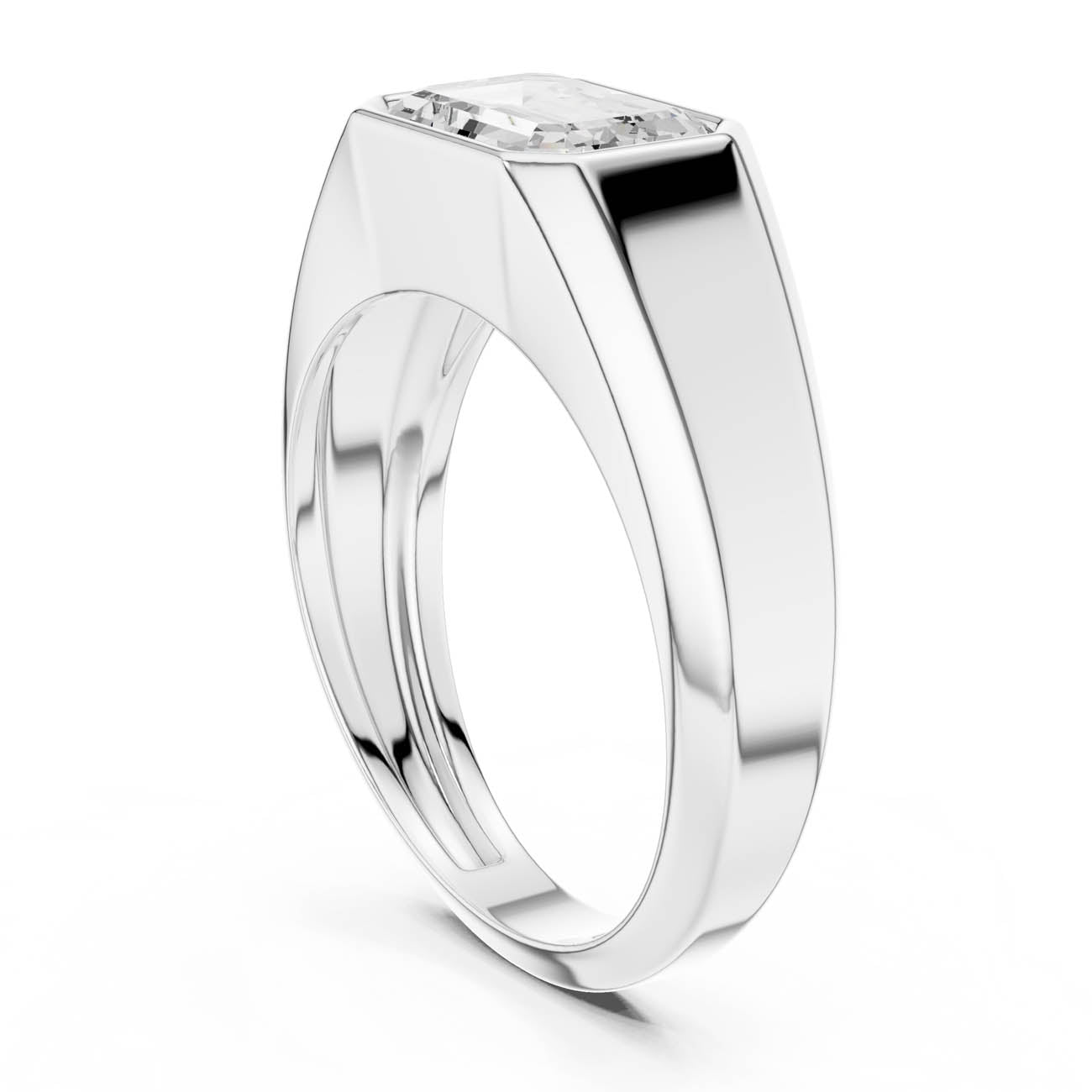 1.80 Ct. Emerald Cut Diamond Bezel ring with Contemporary Flat Band (SBMR(28)) 10