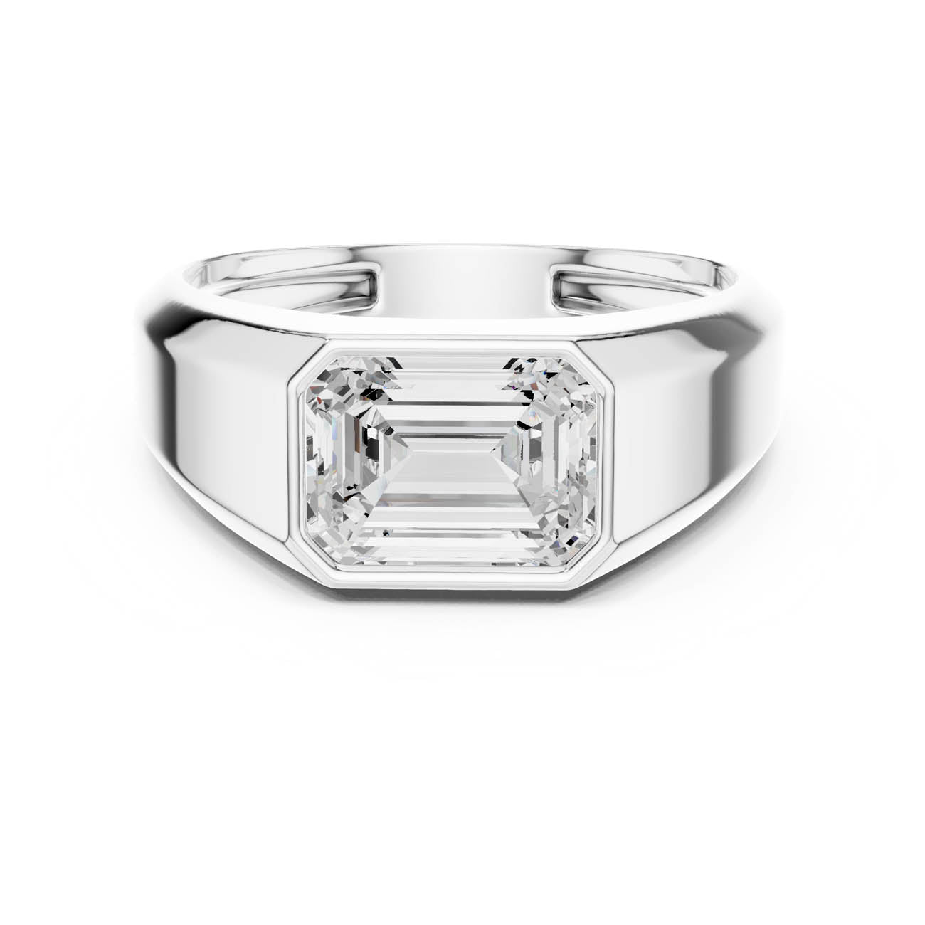 1.80 Ct. Emerald Cut Diamond Bezel ring with Contemporary Flat Band (SBMR(28)) 7
