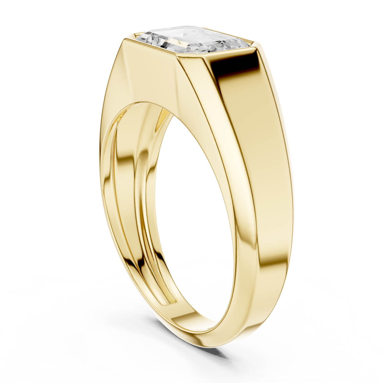 1.80 Ct. Emerald Cut Diamond Bezel ring with Contemporary Flat Band (SBMR(28)) 3