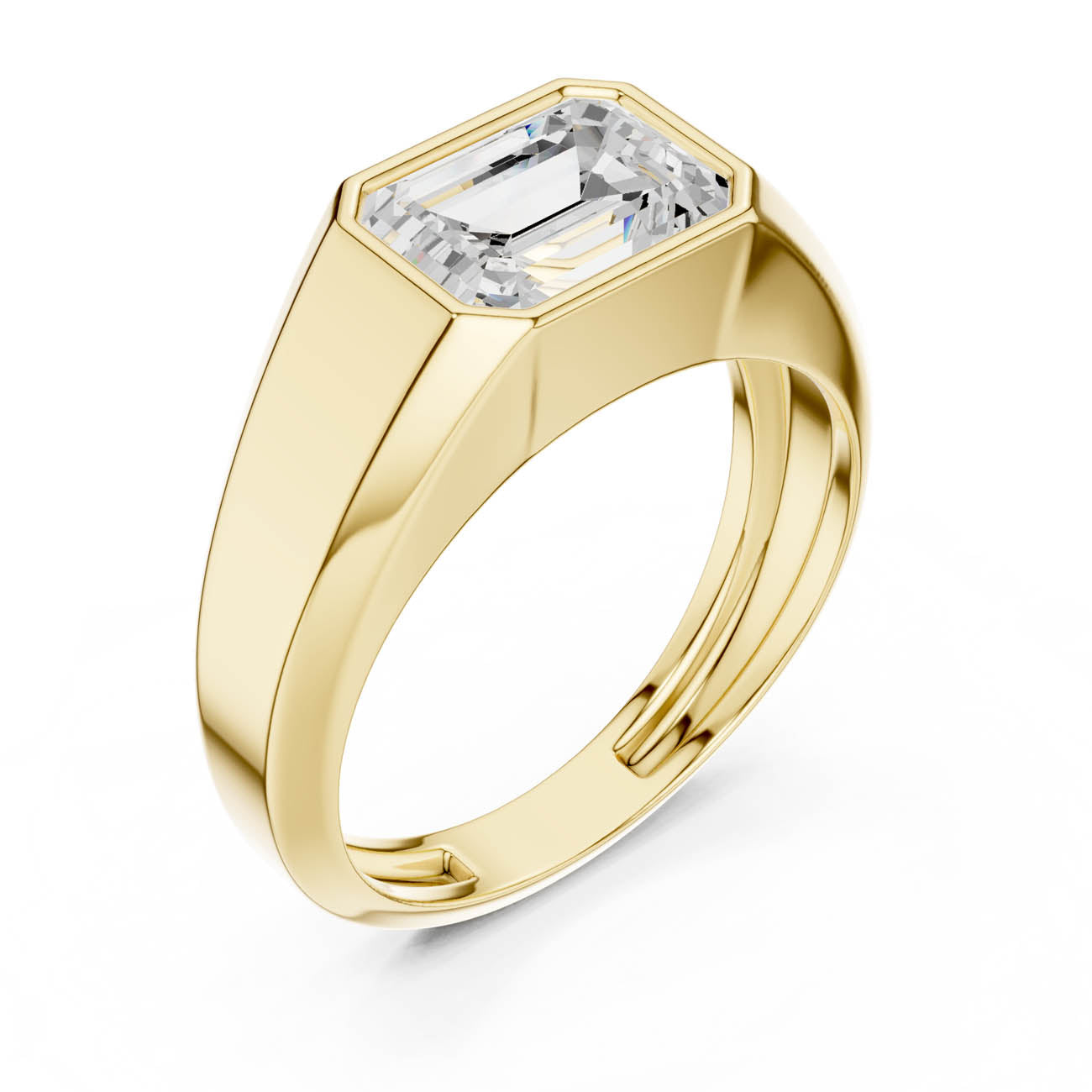 1.80 Ct. Emerald Cut Diamond Bezel ring with Contemporary Flat Band (SBMR(28))