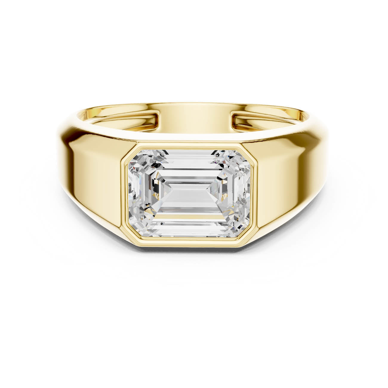 1.80 Ct. Emerald Cut Diamond Bezel ring with Contemporary Flat Band (SBMR(28))