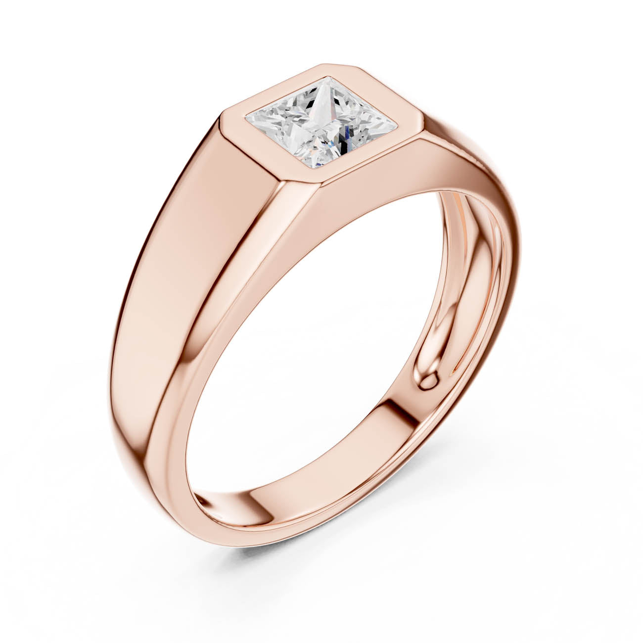 .50 Ct. Princess Cut Diamond Bezel Solitaire with Flat Polished Band (SBMR(29)) 6
