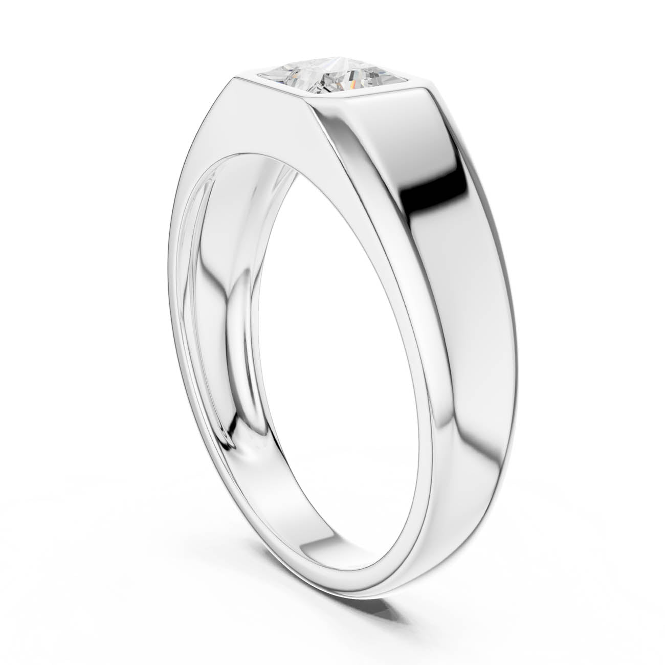 .50 Ct. Princess Cut Diamond Bezel Solitaire with Flat Polished Band (SBMR(29)) 10
