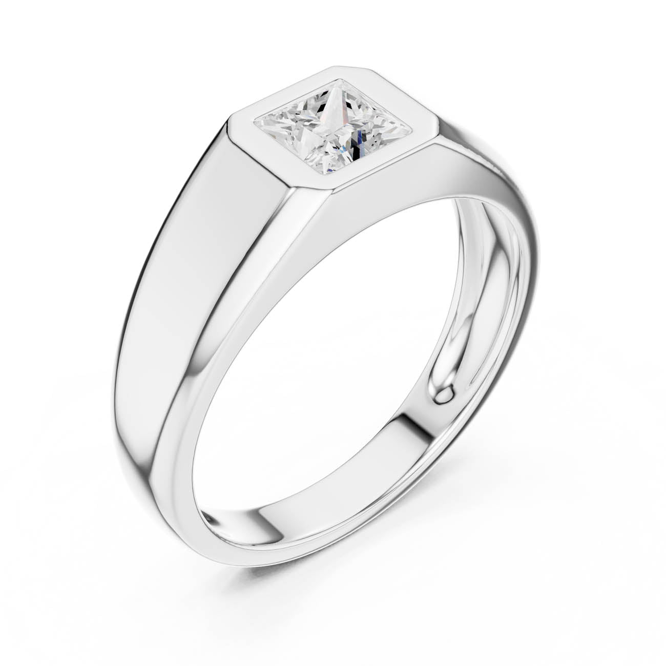 .50 Ct. Princess Cut Diamond Bezel Solitaire with Flat Polished Band (SBMR(29)) 8