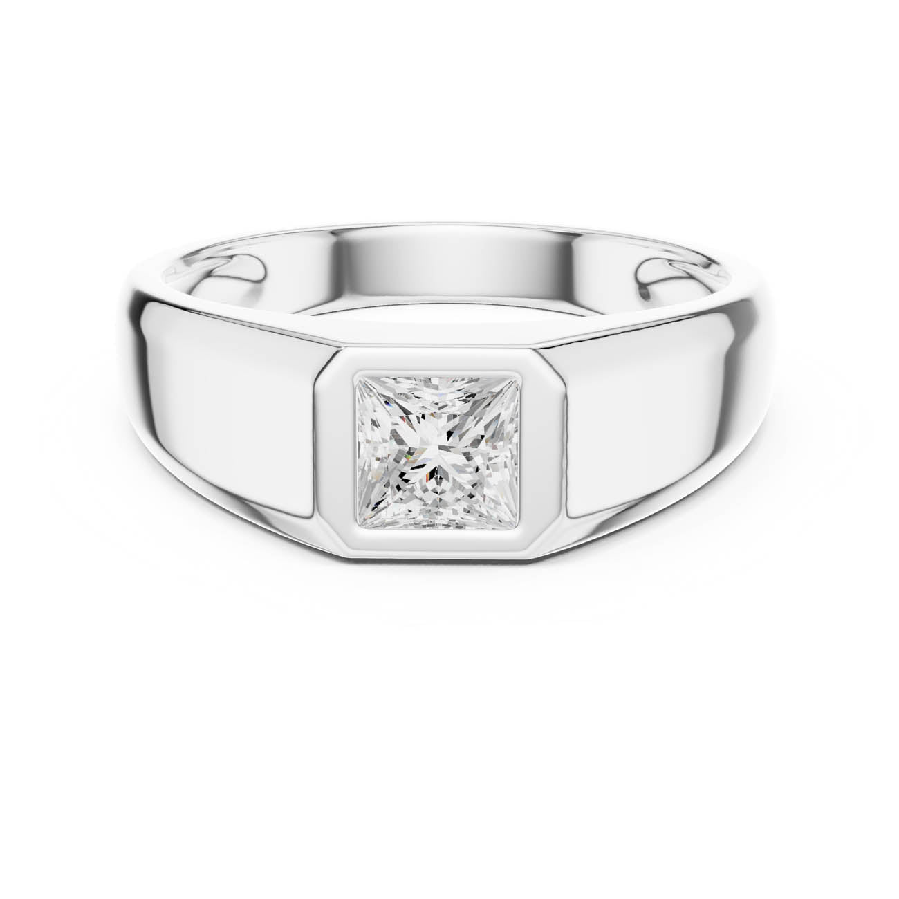 .50 Ct. Princess Cut Diamond Bezel Solitaire with Flat Polished Band (SBMR(29)) 7