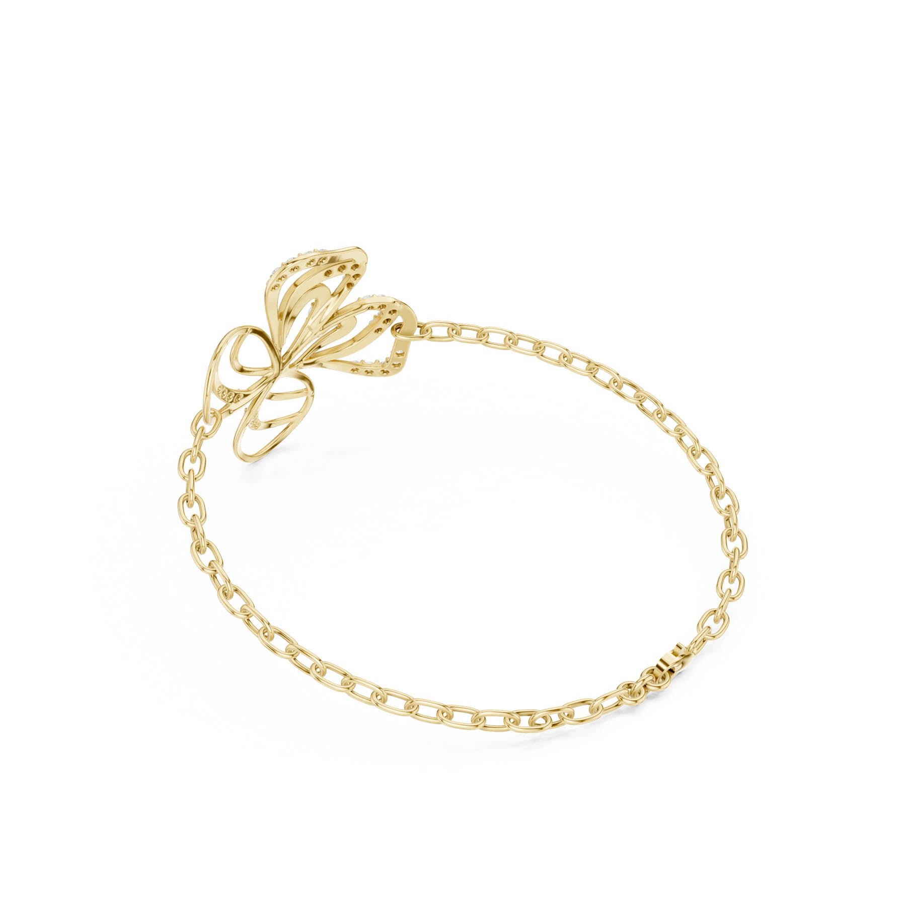 .38 Ct. Openwork Diamond Butterfly Bracelet with Chain Link Design (SBWB (11))
