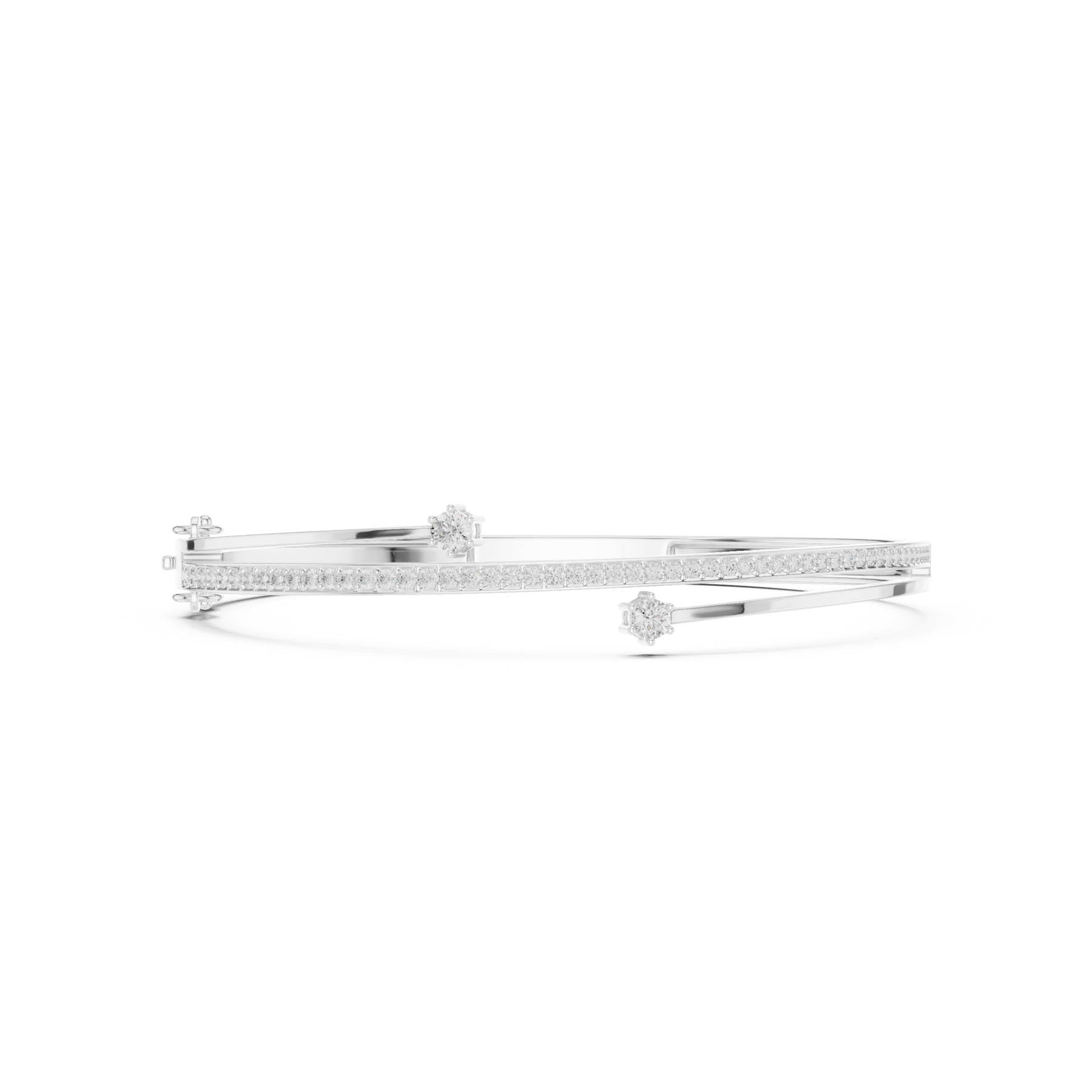 .80 Ct. Cross Over Diamond Bangle Bracelet with Pavé Center Band (SBWB (13))