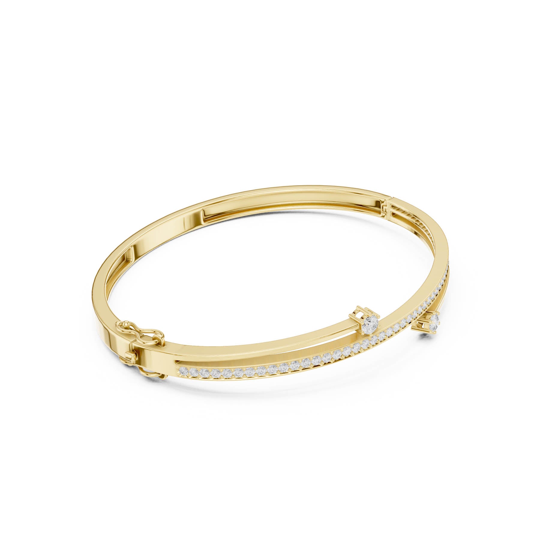 .80 Ct. Cross Over Diamond Bangle Bracelet with Pavé Center Band (SBWB (13))