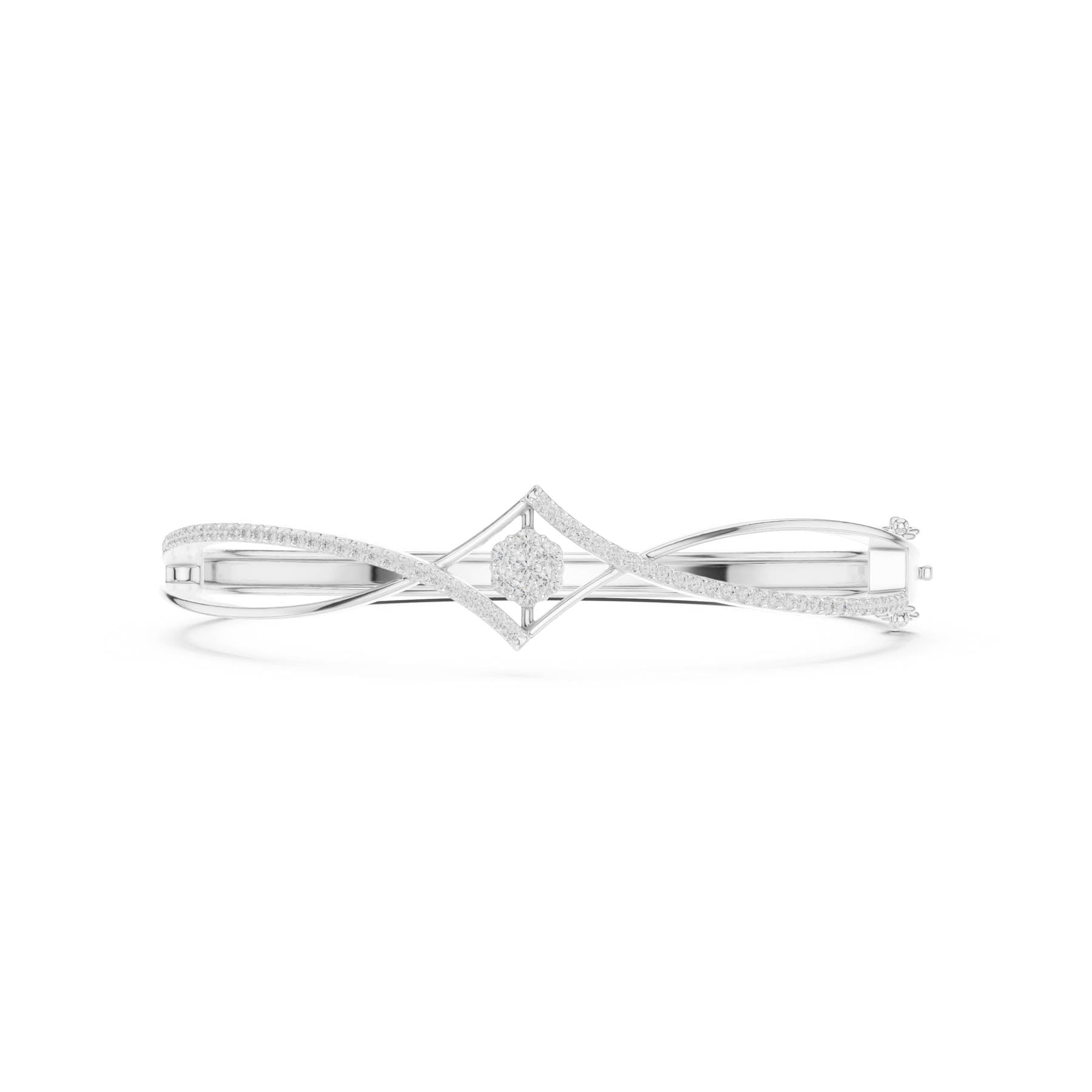 .70 Ct. Geometric Diamond Twist Bangle Bracelet with Round Center Cluster (SBWB (14))