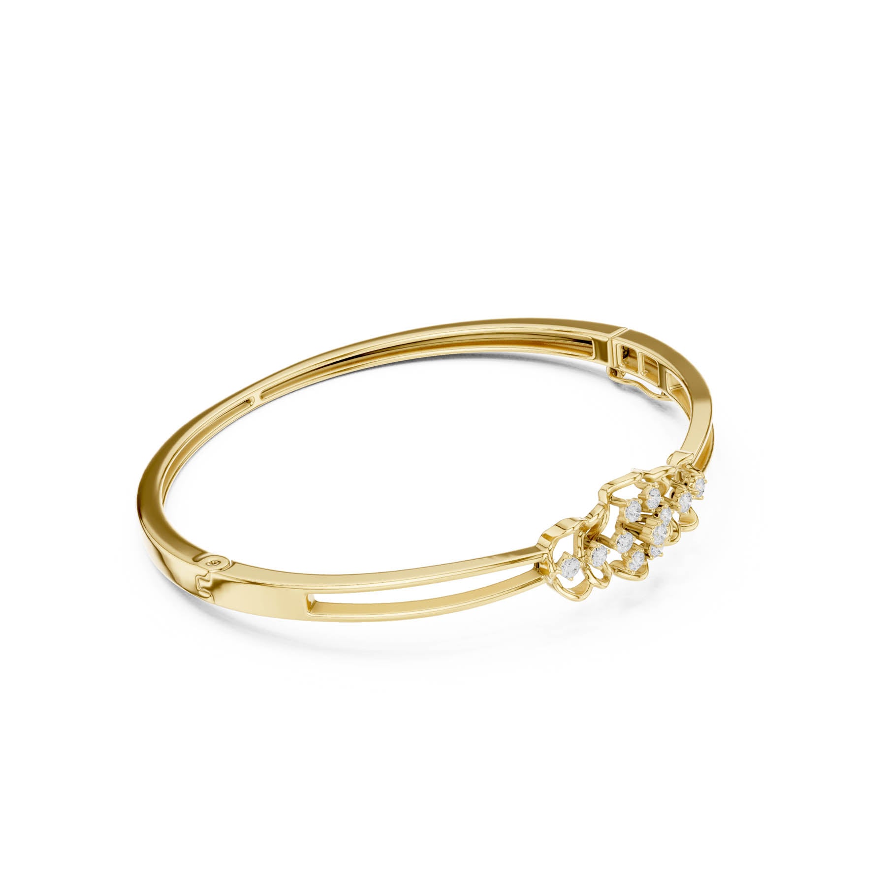.32 Ct. Floral Diamond Cluster Bangle Bracelet with Openwork Details (SBWB (22))