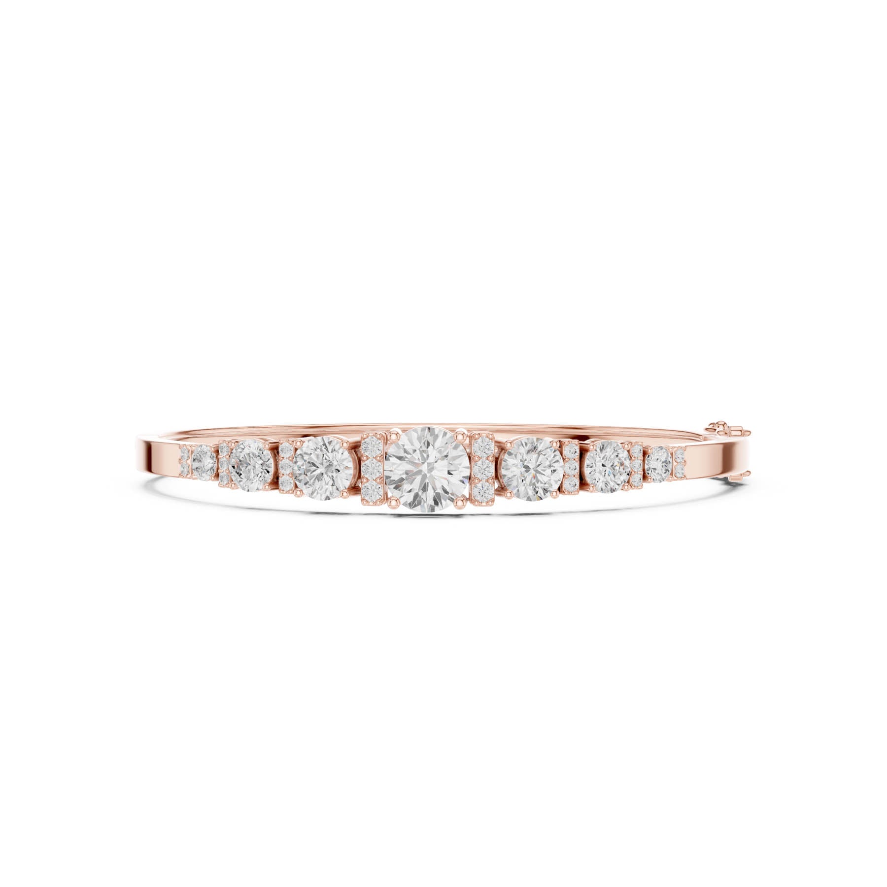 5.16 Ct. Graduated Round Diamond Bangle Bracelet with Pavé Bar Accents (SBWB (23)) 7
