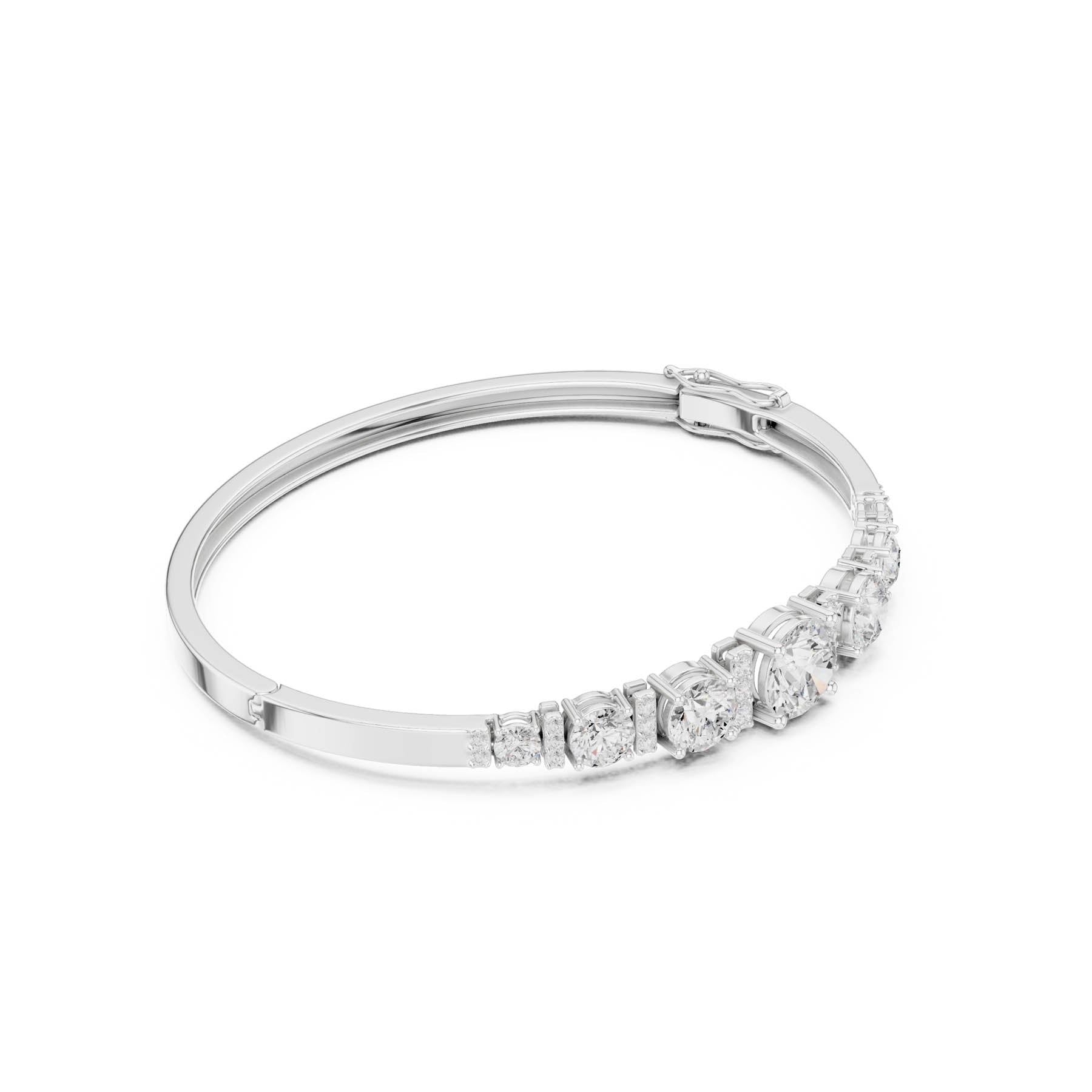 5.16 Ct. Graduated Round Diamond Bangle Bracelet with Pavé Bar Accents (SBWB (23)) 4