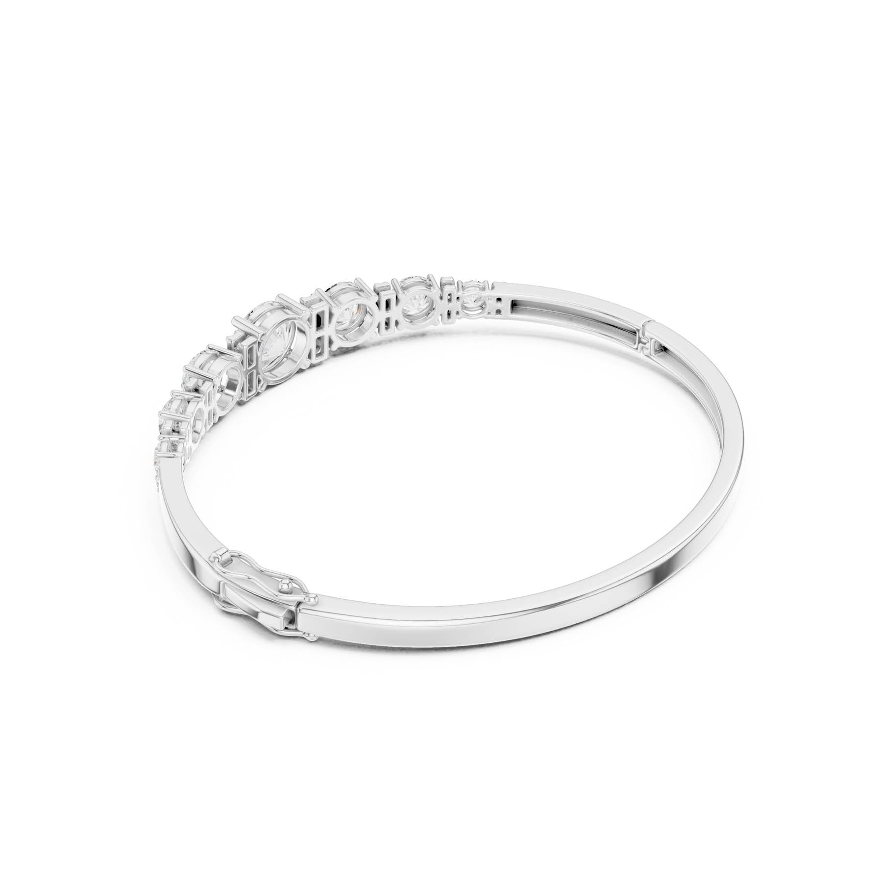 5.16 Ct. Graduated Round Diamond Bangle Bracelet with Pavé Bar Accents (SBWB (23)) 5