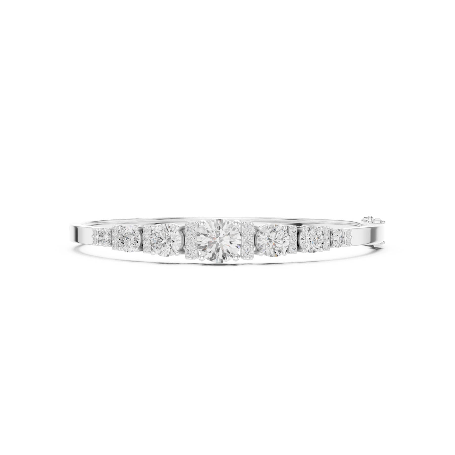 5.16 Ct. Graduated Round Diamond Bangle Bracelet with Pavé Bar Accents (SBWB (23))