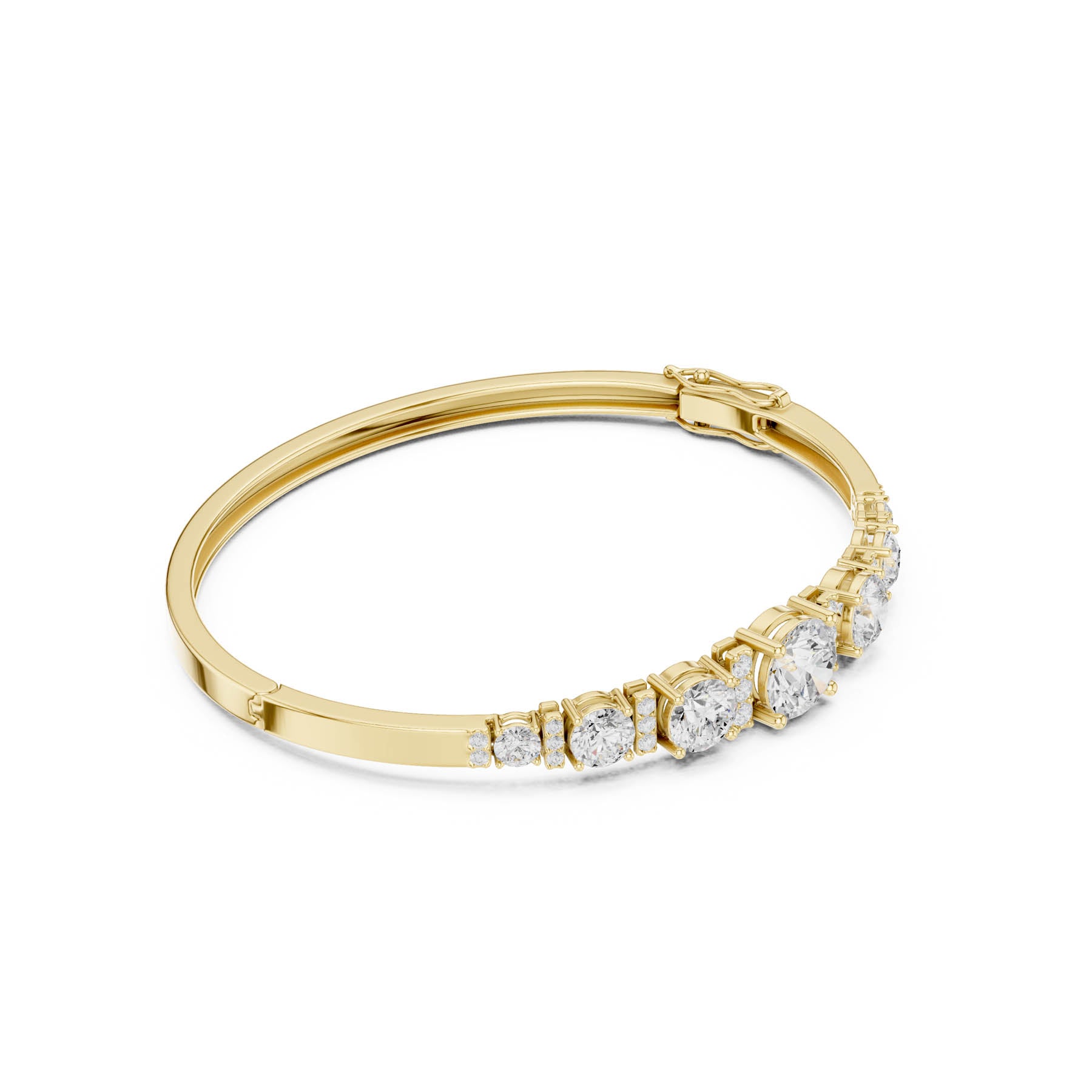 5.16 Ct. Graduated Round Diamond Bangle Bracelet with Pavé Bar Accents (SBWB (23))