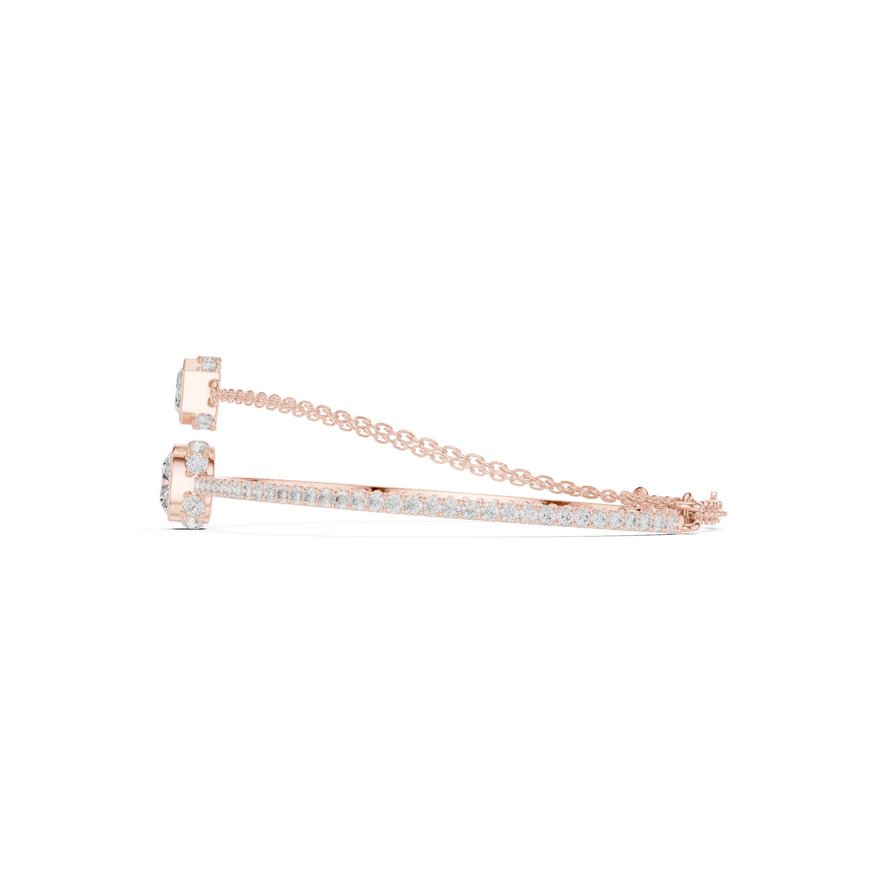 4.22 Ct. Emerald and Cushion Diamond Double Chain Bangle Bracelet (SBWB (25)) 3