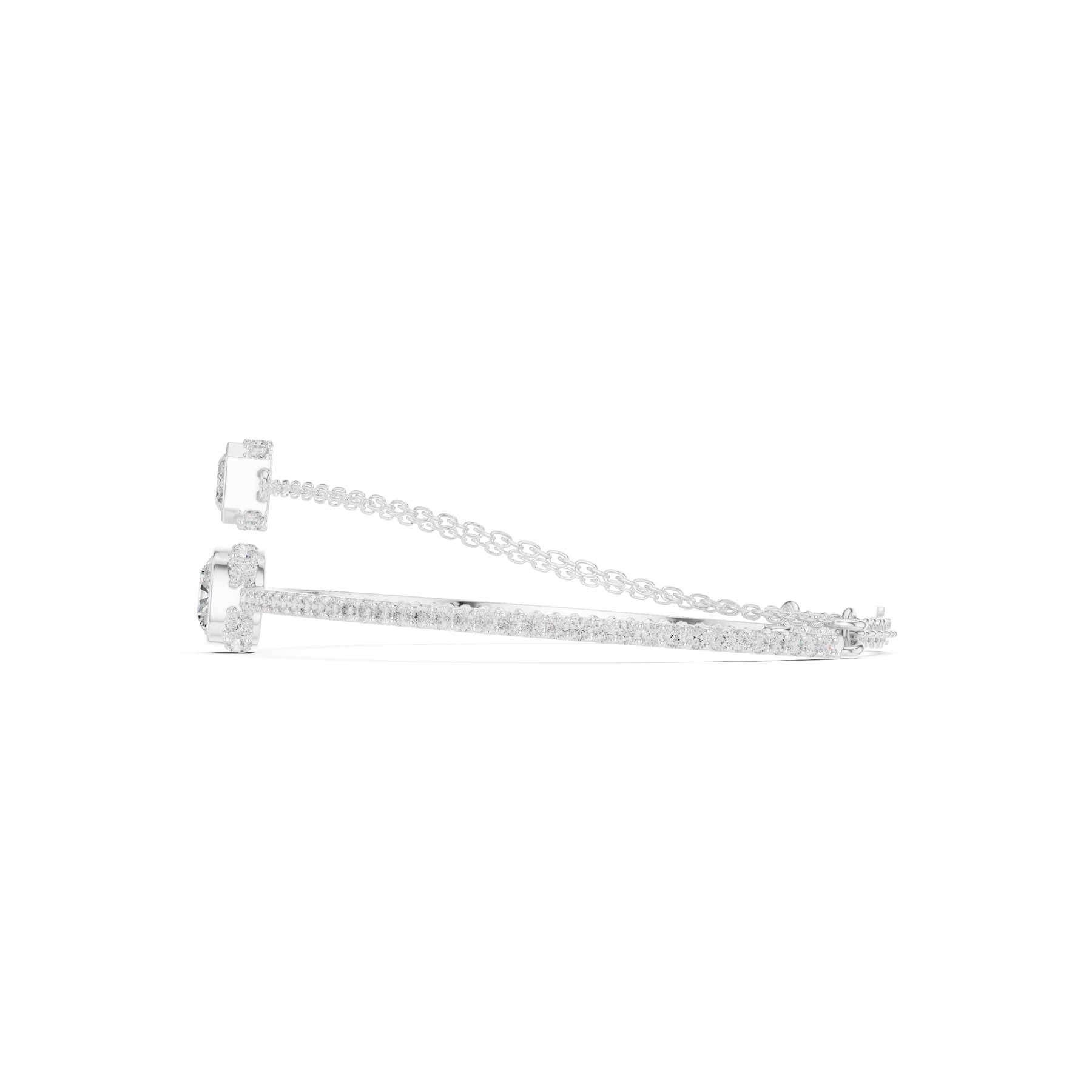 4.22 Ct. Emerald and Cushion Diamond Double Chain Bangle Bracelet (SBWB (25)) 6