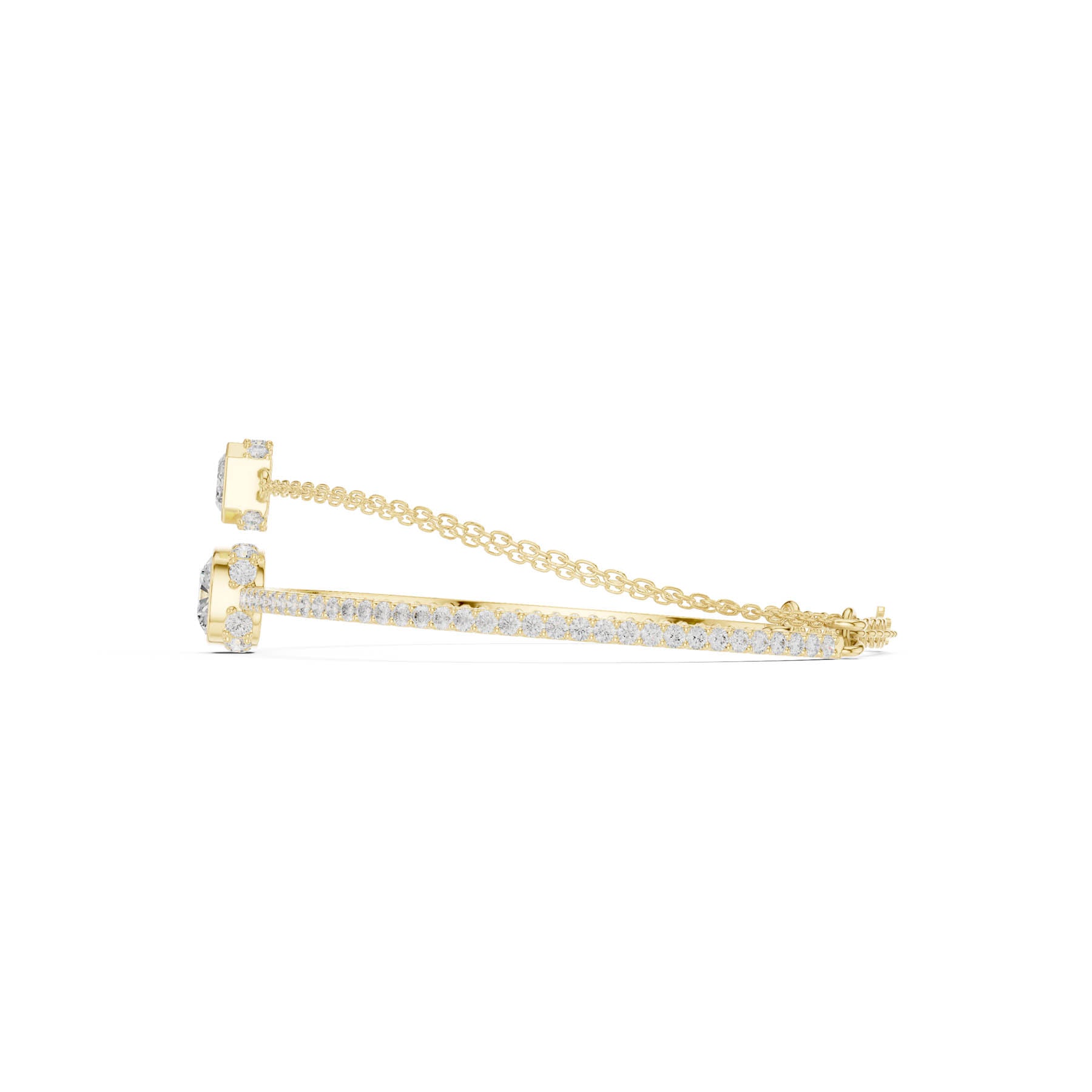 4.22 Ct. Emerald and Cushion Diamond Double Chain Bangle Bracelet (SBWB (25)) 9