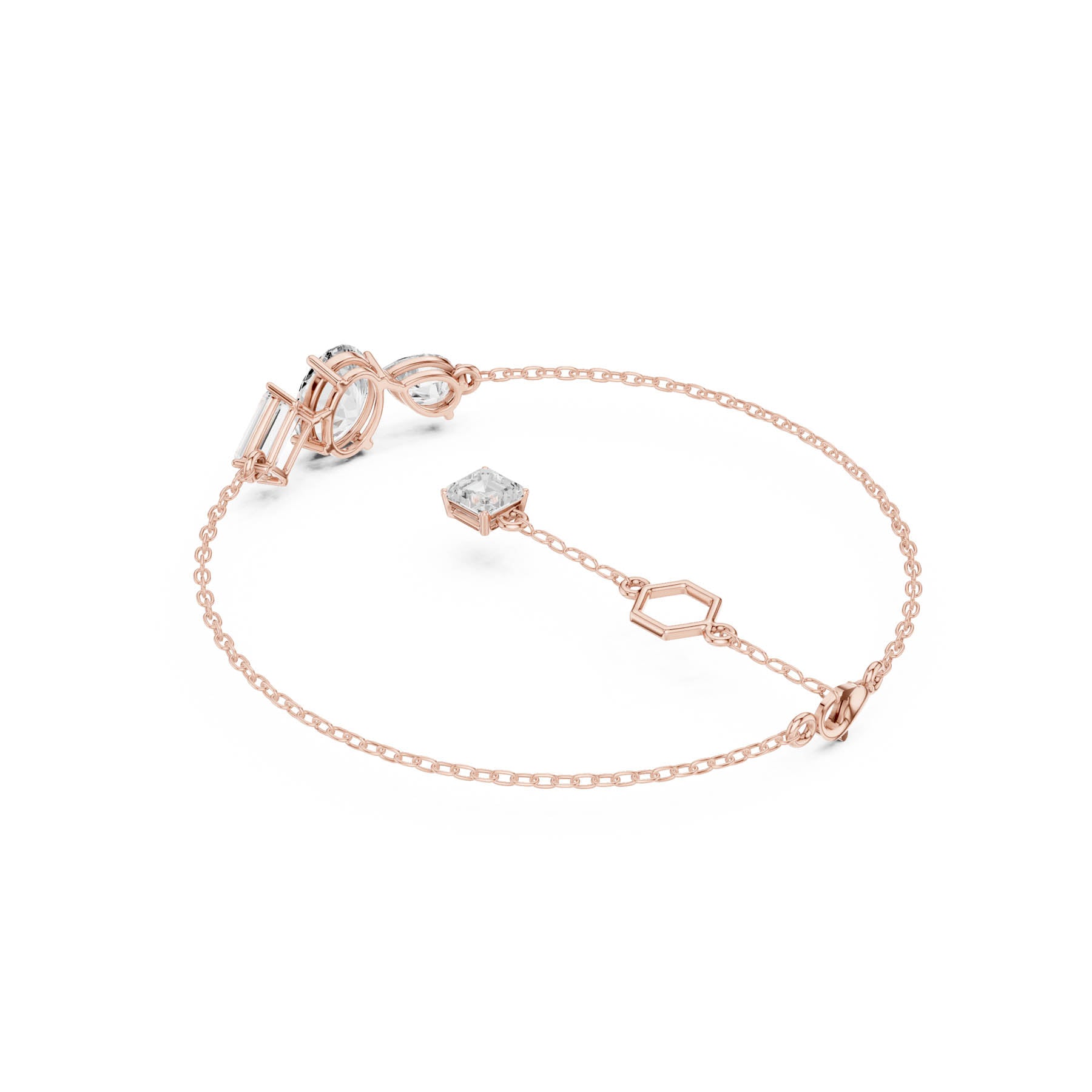 3.25 Ct. Multi-Shape Diamond Chain Bracelet with Oval, Pear, Emerald, and Baguette Diamonds (SBWB (26)) 11