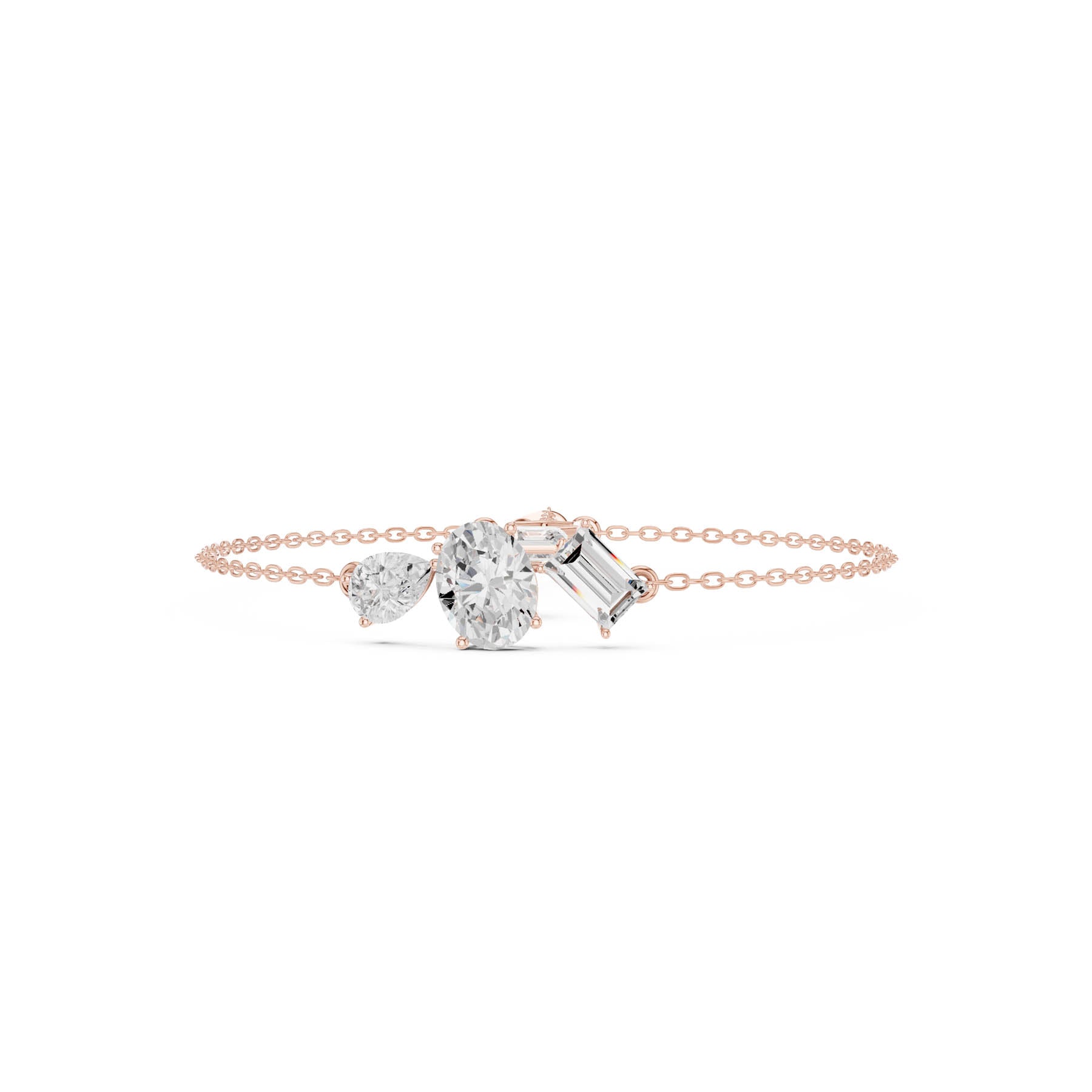 3.25 Ct. Multi-Shape Diamond Chain Bracelet with Oval, Pear, Emerald, and Baguette Diamonds (SBWB (26)) 12