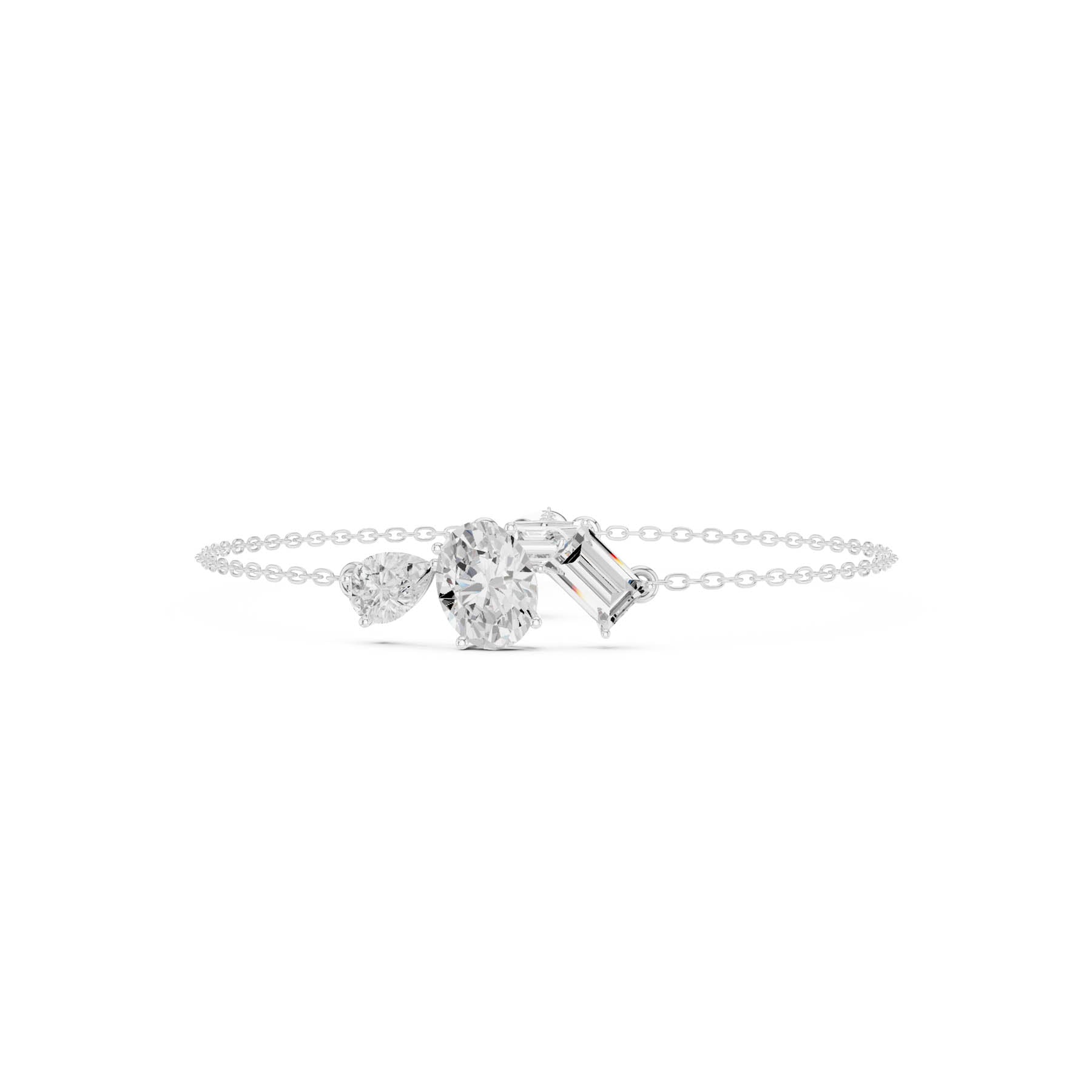 3.25 Ct. Multi-Shape Diamond Chain Bracelet with Oval, Pear, Emerald, and Baguette Diamonds (SBWB (26))
