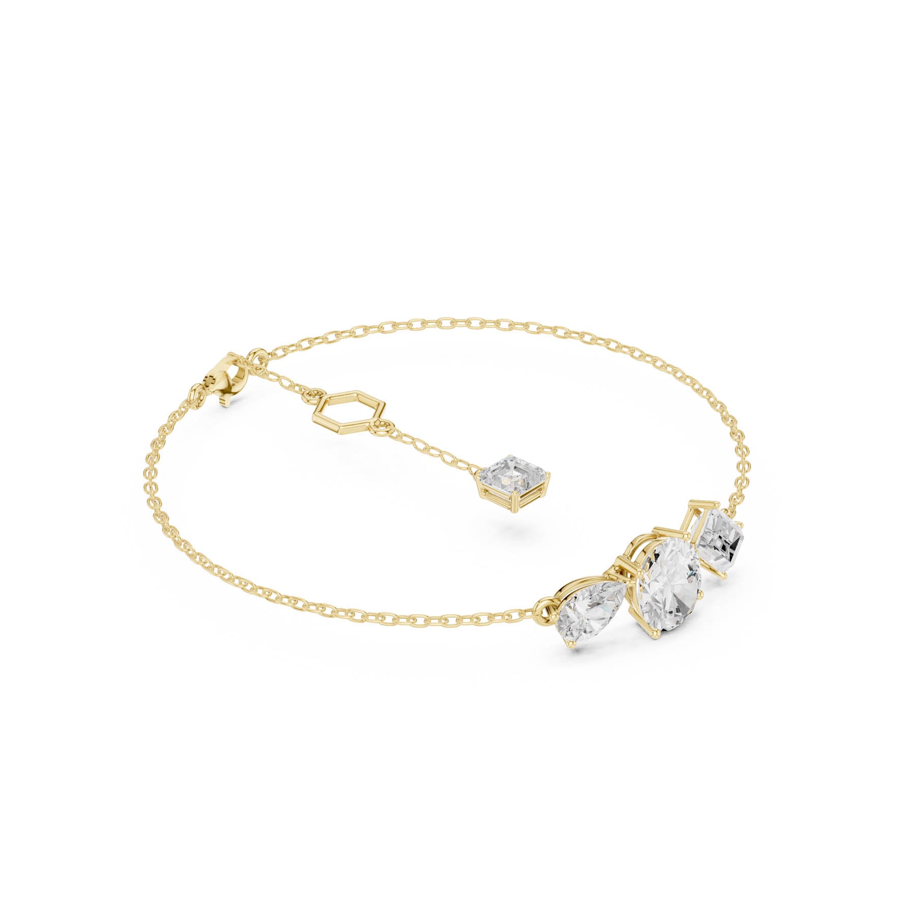 3.25 Ct. Multi-Shape Diamond Chain Bracelet with Oval, Pear, Emerald, and Baguette Diamonds (SBWB (26))