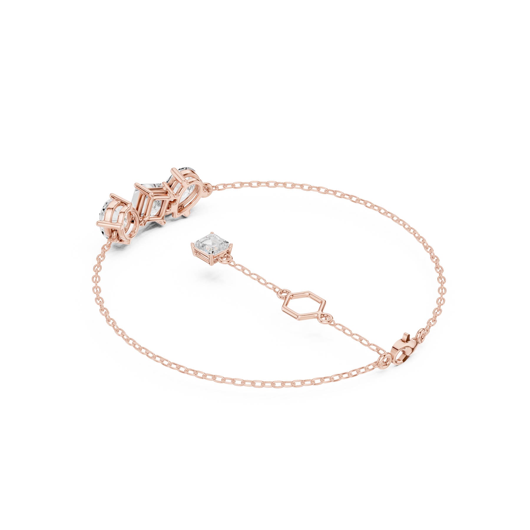 3.61 Ct. Multi-Shape Diamond Chain Bracelet with Oval, Pear, Princess, and Asscher Diamonds (SBWB (27)) 11