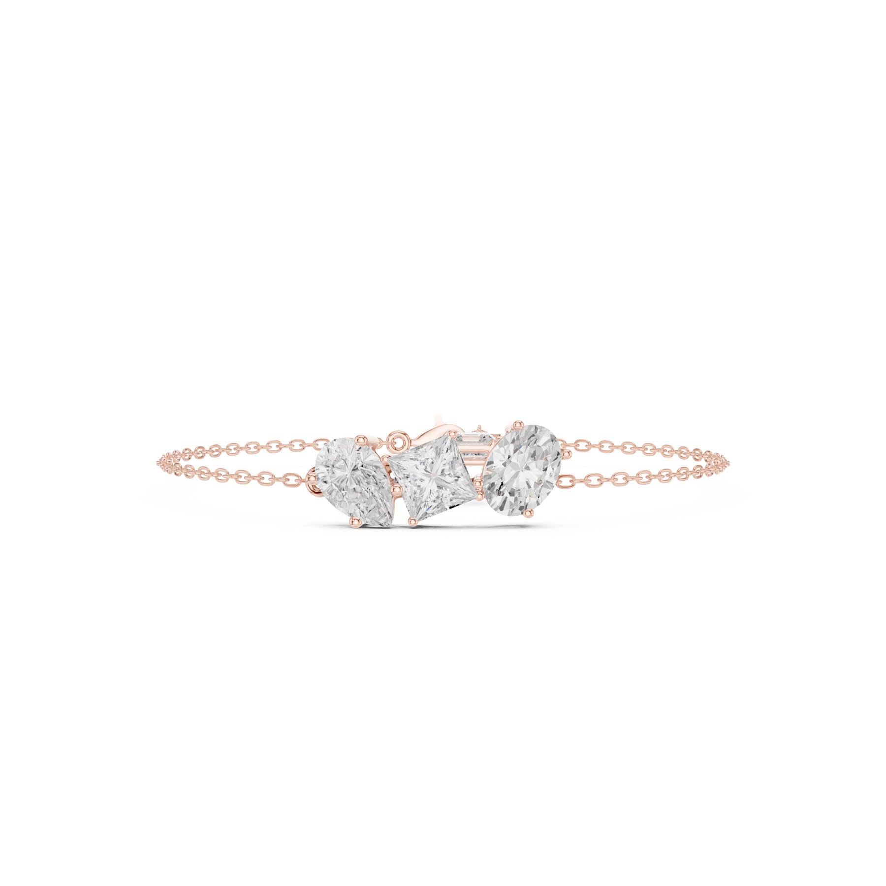 3.61 Ct. Multi-Shape Diamond Chain Bracelet with Oval, Pear, Princess, and Asscher Diamonds (SBWB (27)) 12