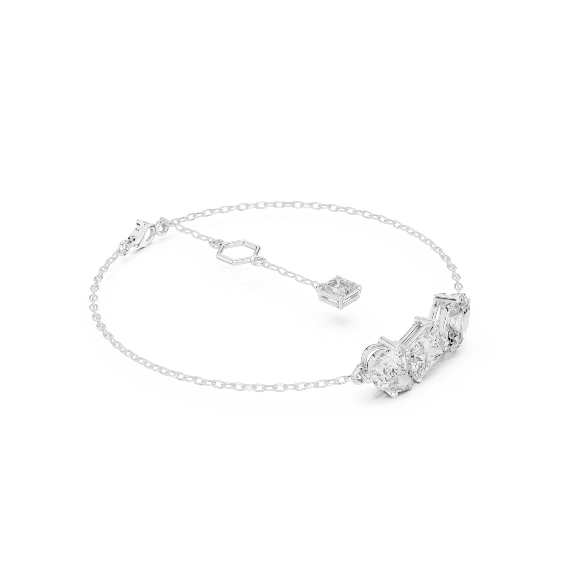 3.61 Ct. Multi-Shape Diamond Chain Bracelet with Oval, Pear, Princess, and Asscher Diamonds (SBWB (27)) 4