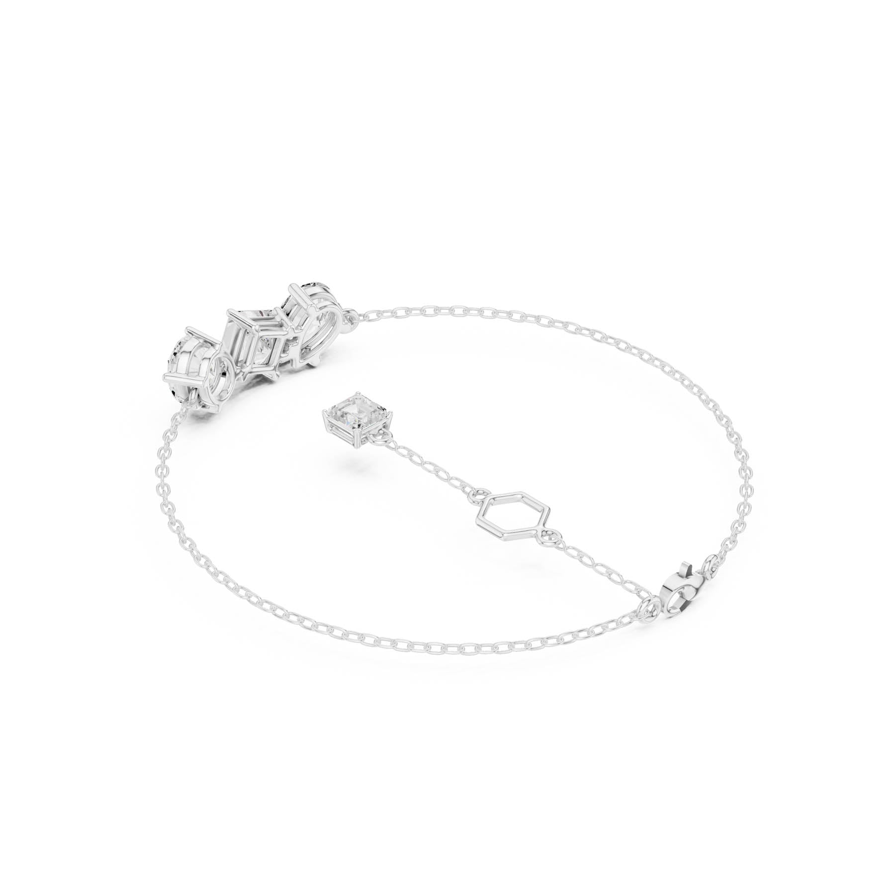 3.61 Ct. Multi-Shape Diamond Chain Bracelet with Oval, Pear, Princess, and Asscher Diamonds (SBWB (27)) 5