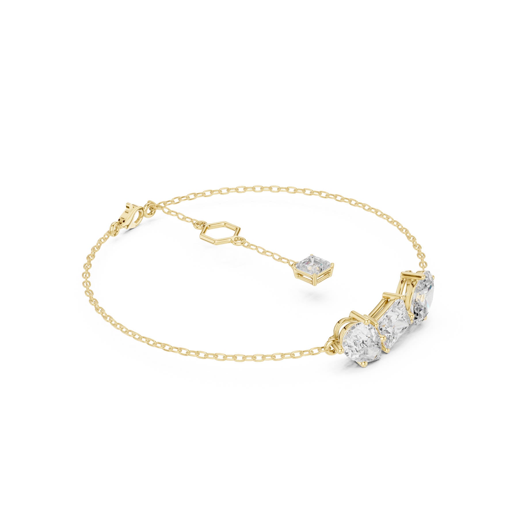 3.61 Ct. Multi-Shape Diamond Chain Bracelet with Oval, Pear, Princess, and Asscher Diamonds (SBWB (27))