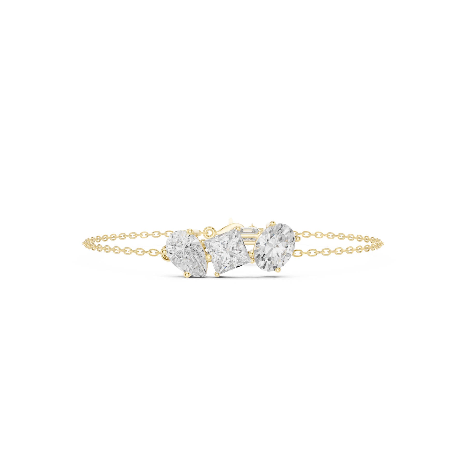 3.61 Ct. Multi-Shape Diamond Chain Bracelet with Oval, Pear, Princess, and Asscher Diamonds (SBWB (27)) 9