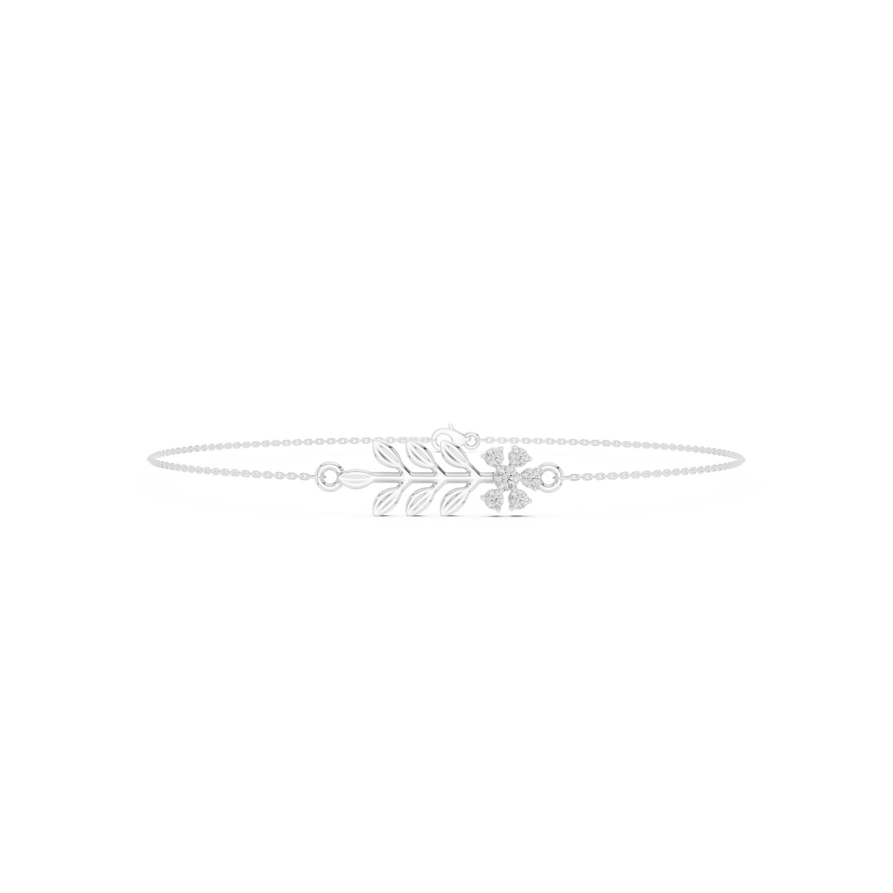 .12 Ct. Diamond Floral & Leaf Chain Bracelet (SBWB (2))