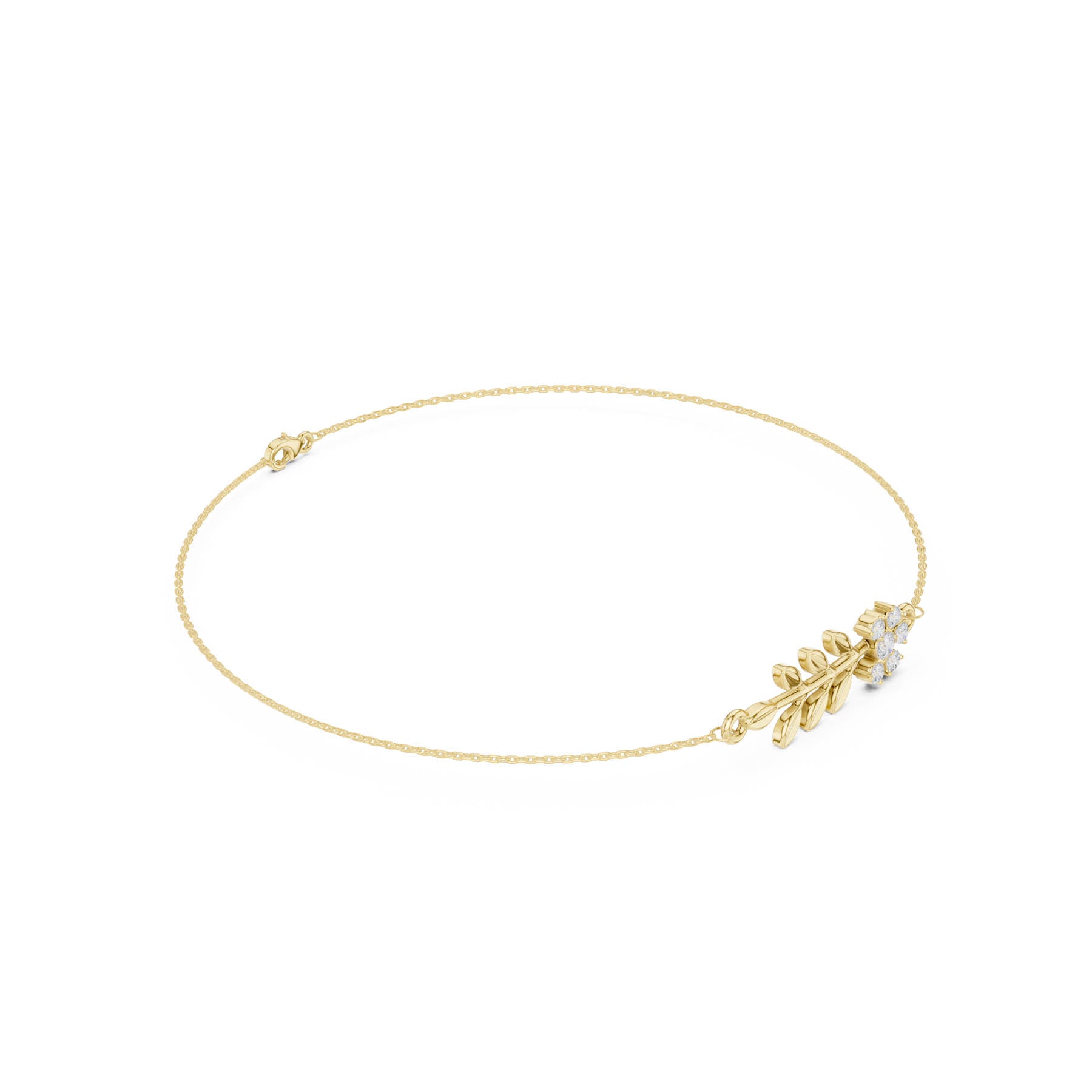 .12 Ct. Diamond Floral & Leaf Chain Bracelet (SBWB (2))