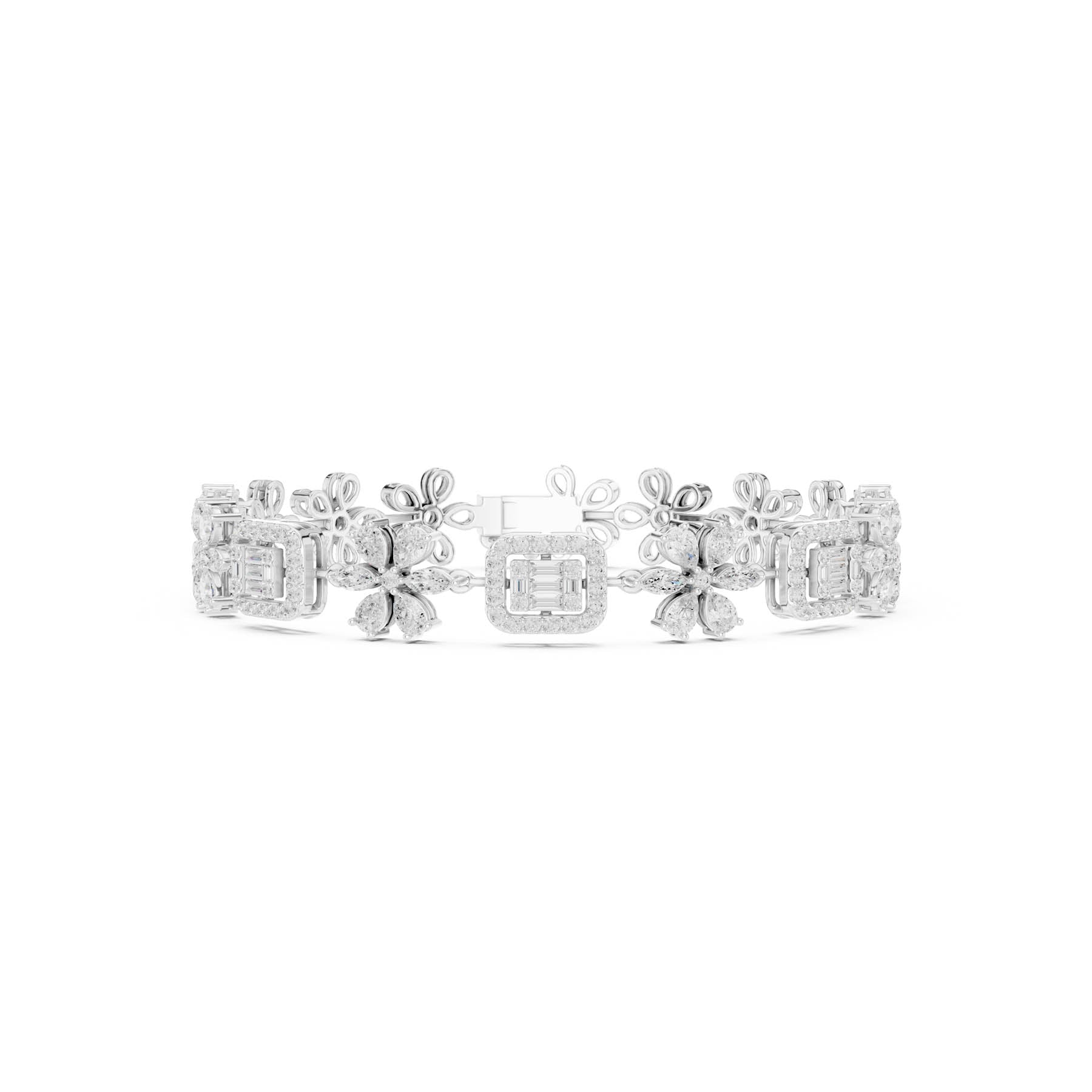 3.84 Ct. Mixed Shape Diamond Floral Link Bracelet (SBWB (43))