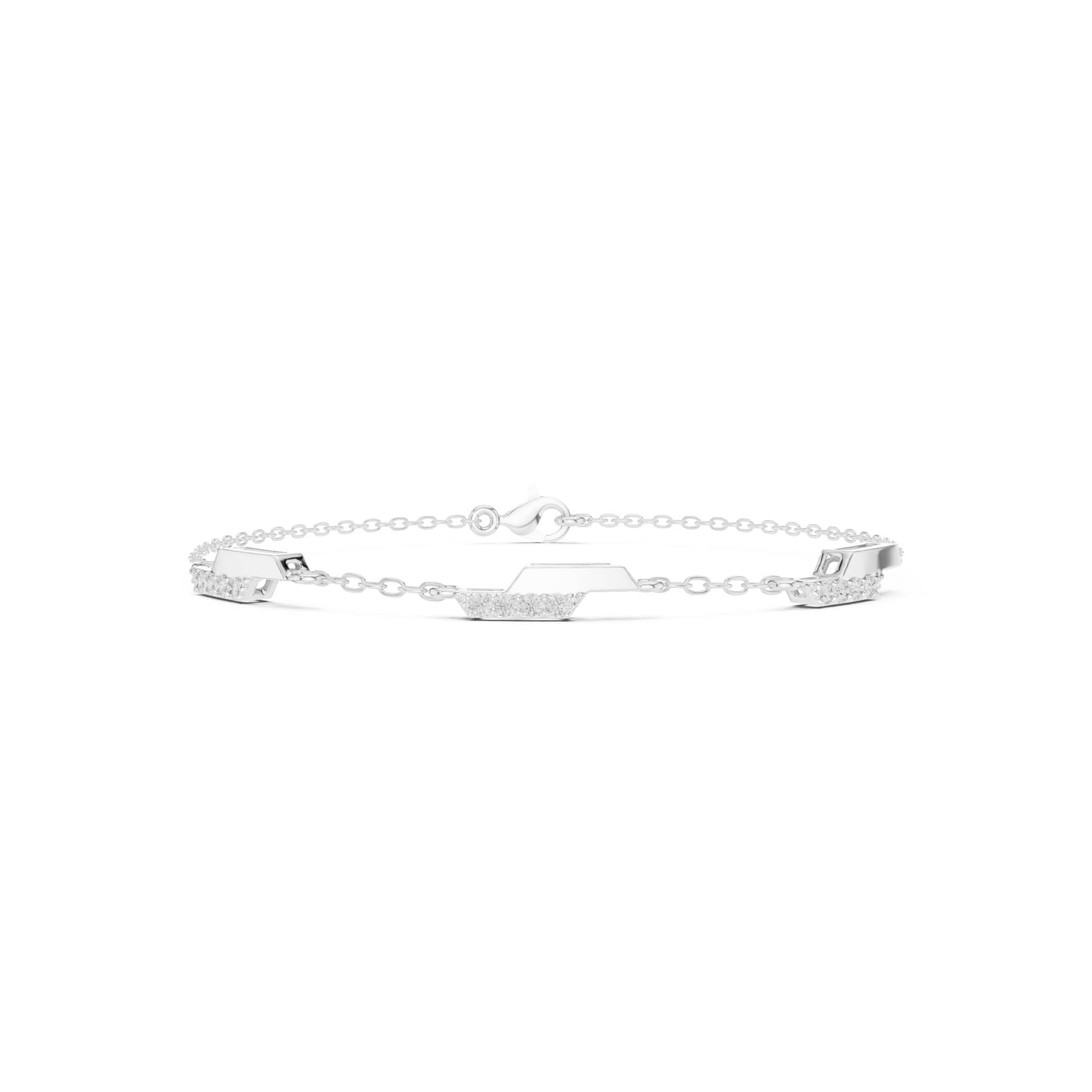 .15 Ct. Geometric Diamond Bar Station Bracelet with Alternating Link Design (SBWB (4))