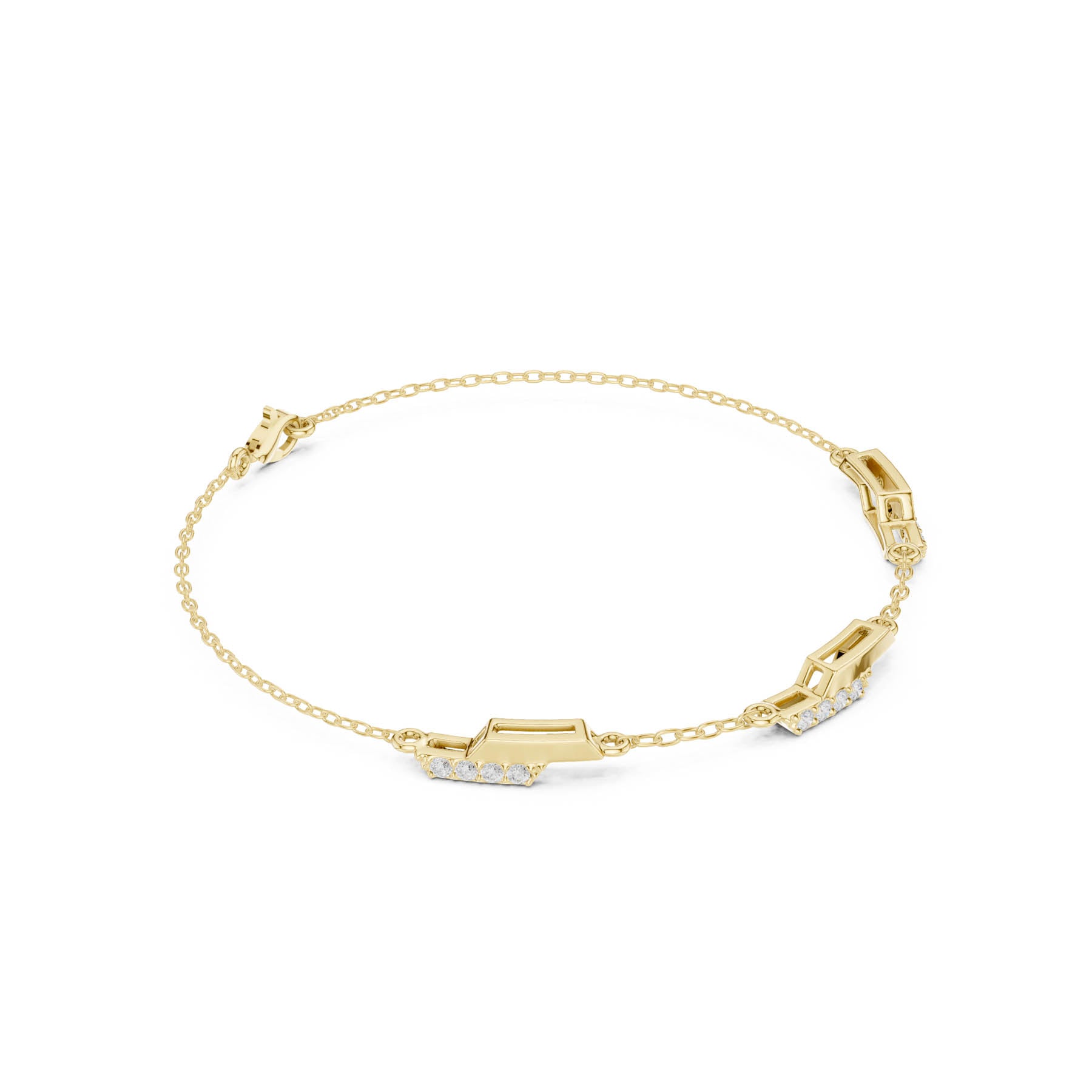 .15 Ct. Geometric Diamond Bar Station Bracelet with Alternating Link Design (SBWB (4))
