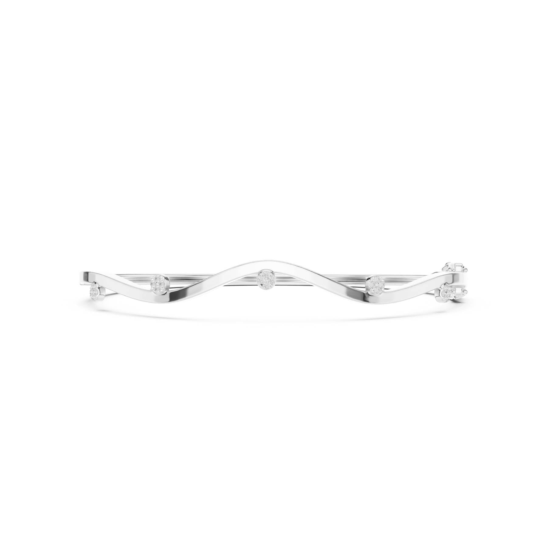 .10 Ct. Wave Diamond Bangle Bracelet with Floating Round Accents (SBWB (5))