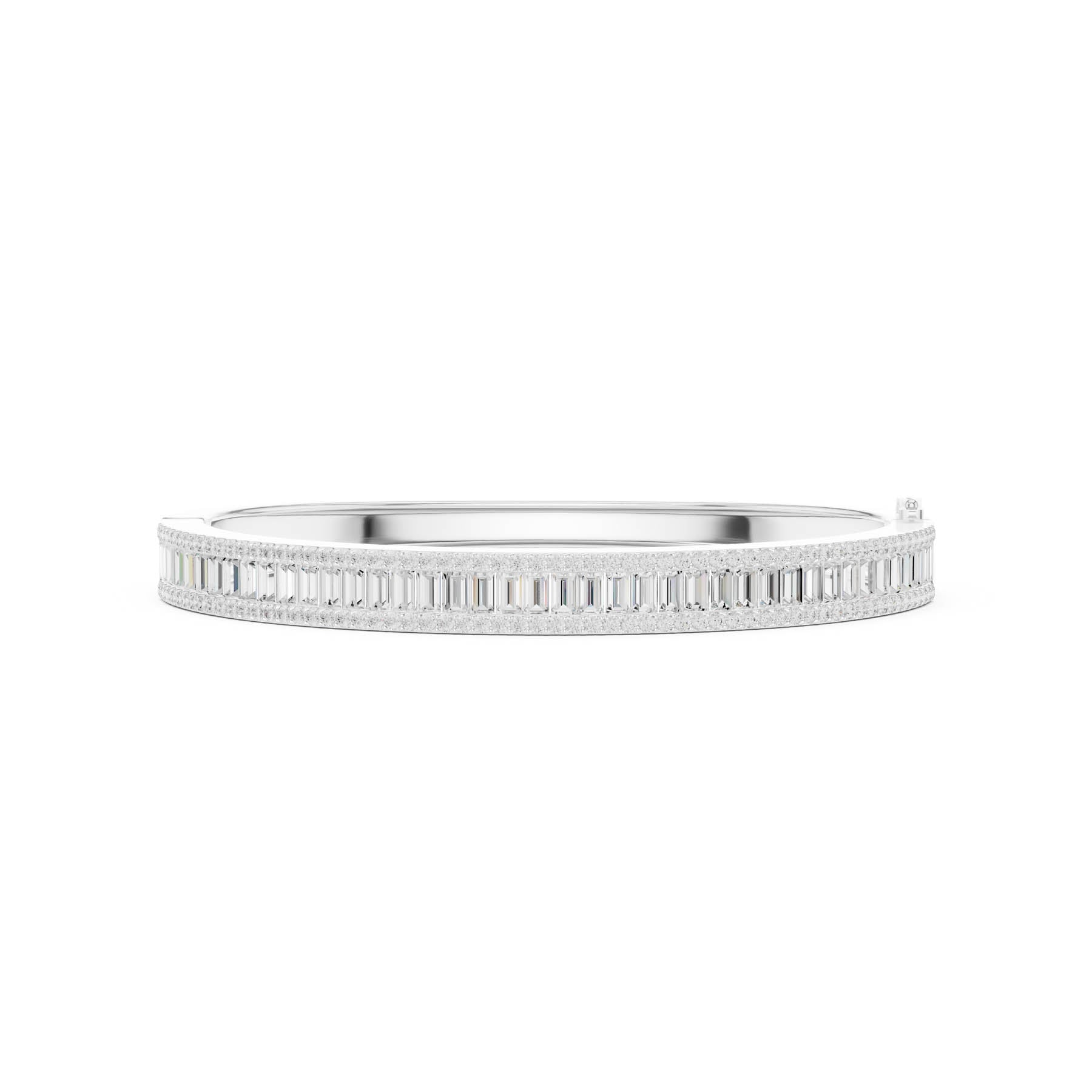 5.27 Ct. Baguette and Round Diamond Double Halo Bangle Bracelet (SBWB (6))