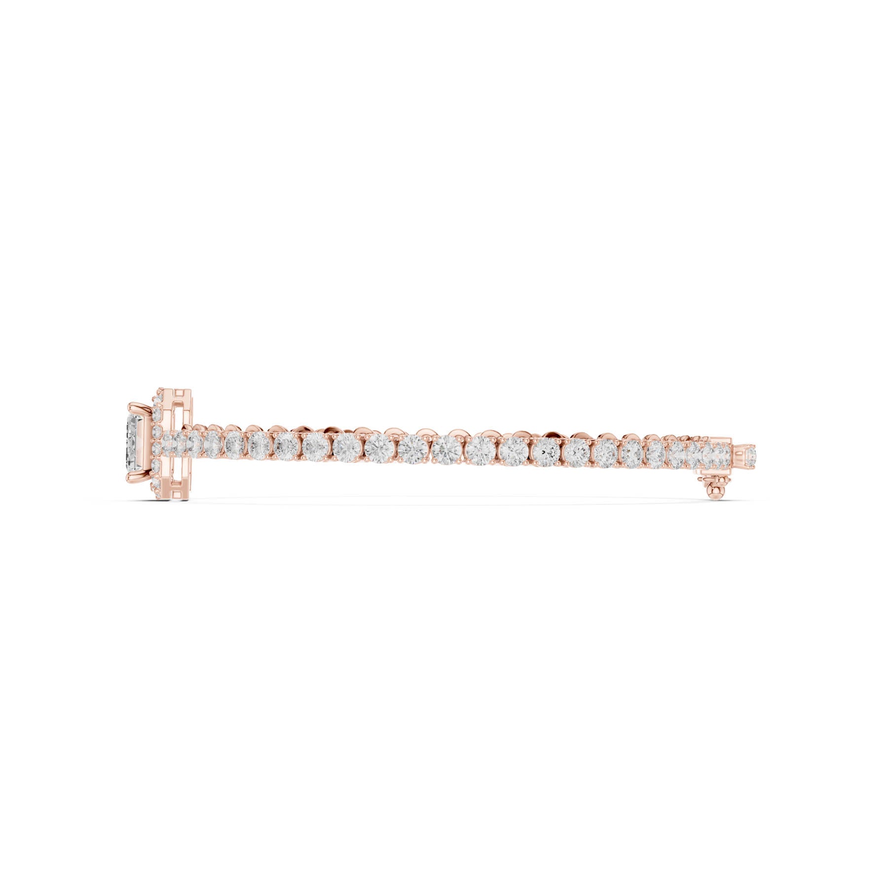 6.19 Ct. Emerald Cut Diamond Halo Tennis Bracelet with Round Diamond Links (SBWB (7)) 11