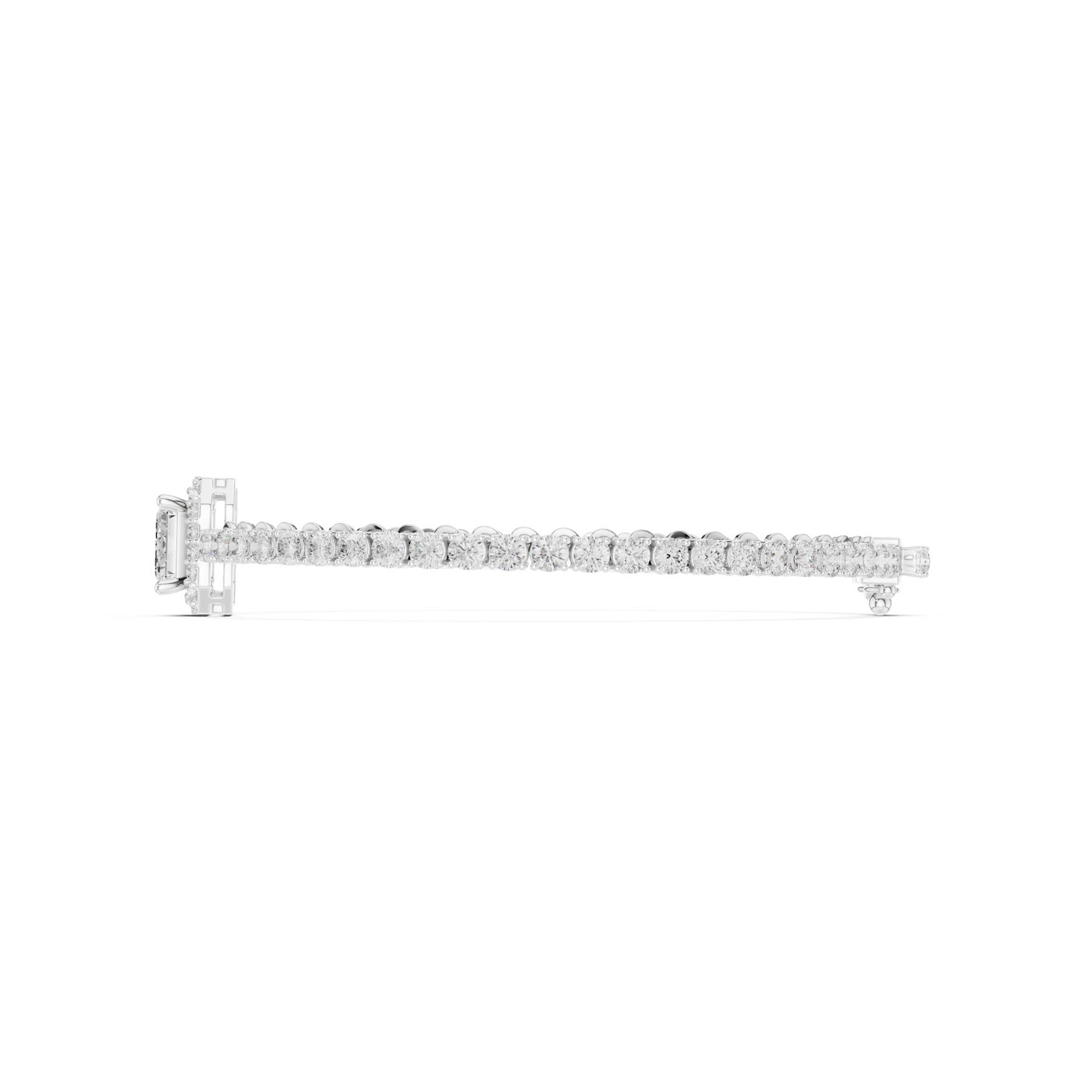 6.19 Ct. Emerald Cut Diamond Halo Tennis Bracelet with Round Diamond Links (SBWB (7)) 6
